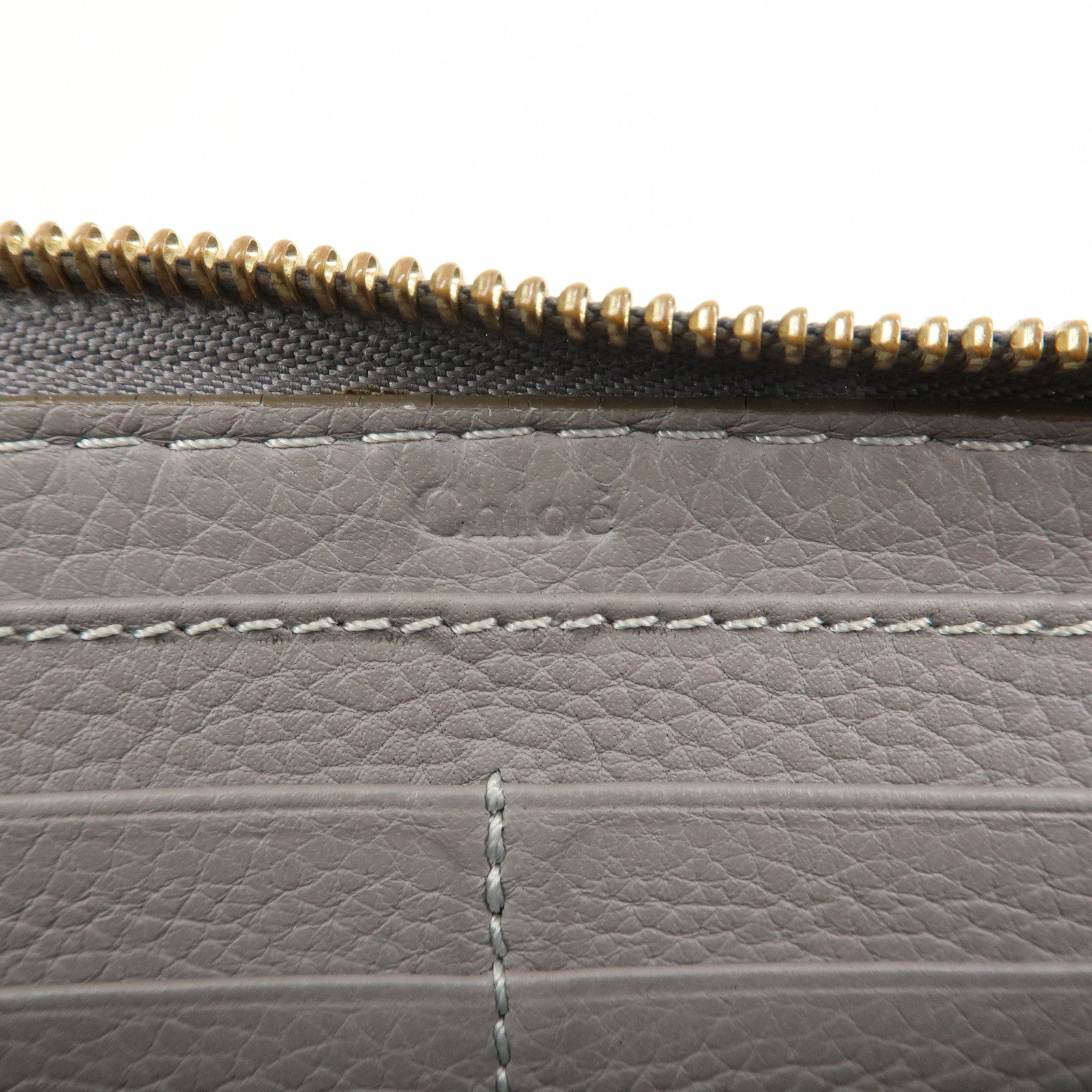 Chloe Marcie Leather Round Zippy Long Wallet Gray