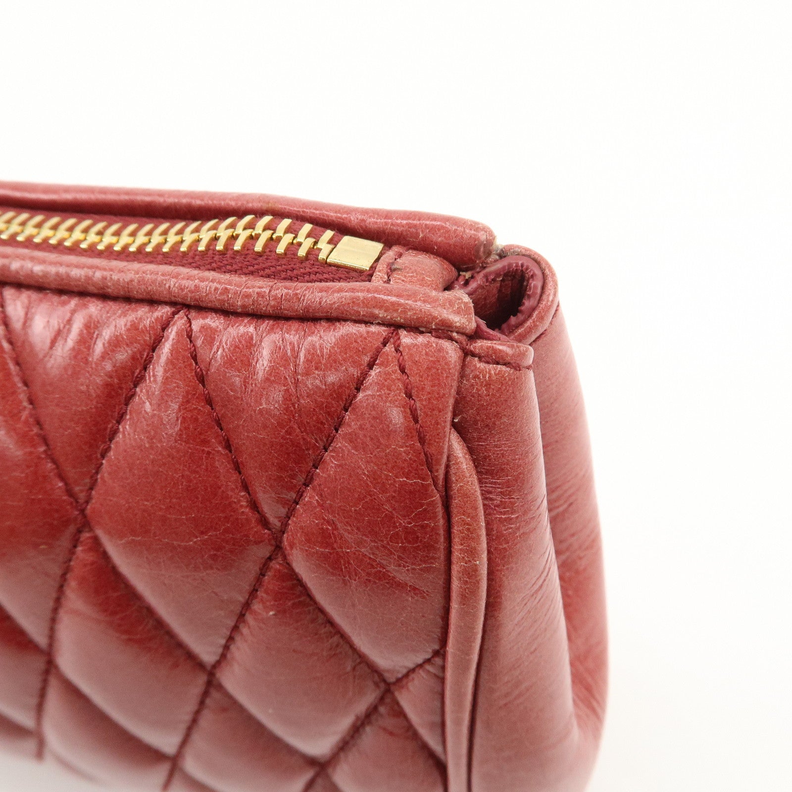 MIU MIU Matelasse Leather MI Clutch Bag Pink 5N1455
