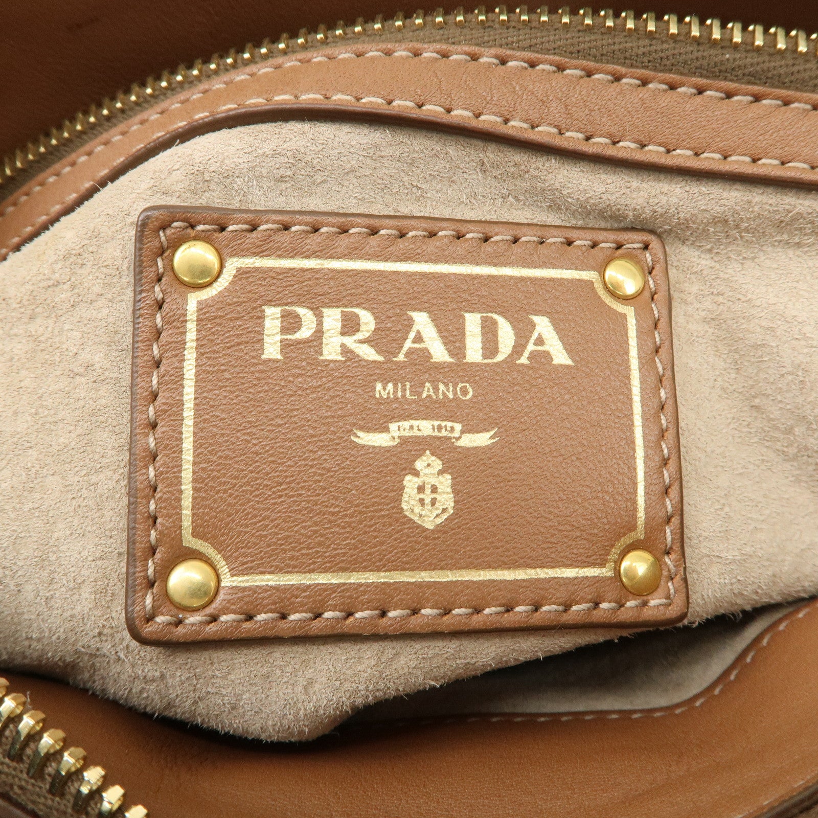 PRADA Leather 2Way Bag Hand Bag Shoulder Bag Brown BN2435 Used