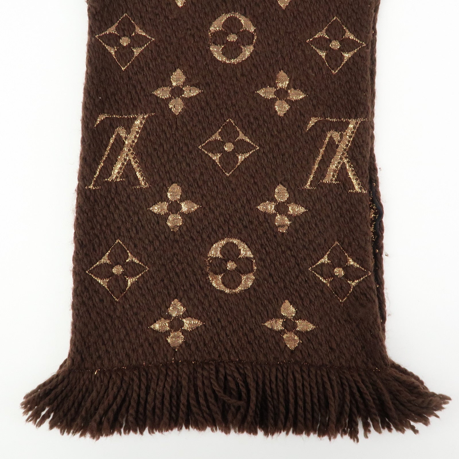 Louis Vuitton Echarpe Logomania Shine Wool Silk Scarf Brown M71383