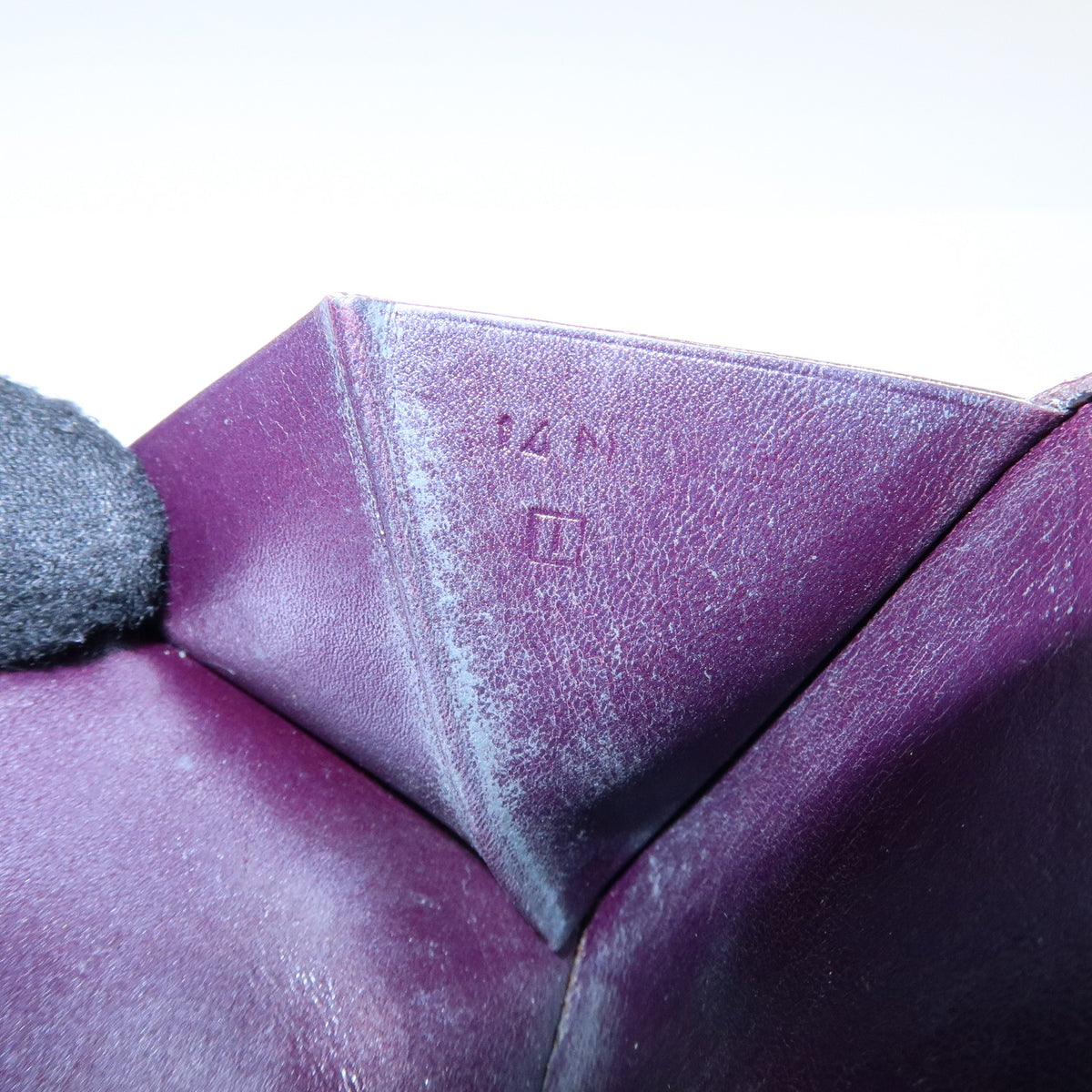 HERMES Bearn Box Calf Leather Bi-fold Long Wallet Purple