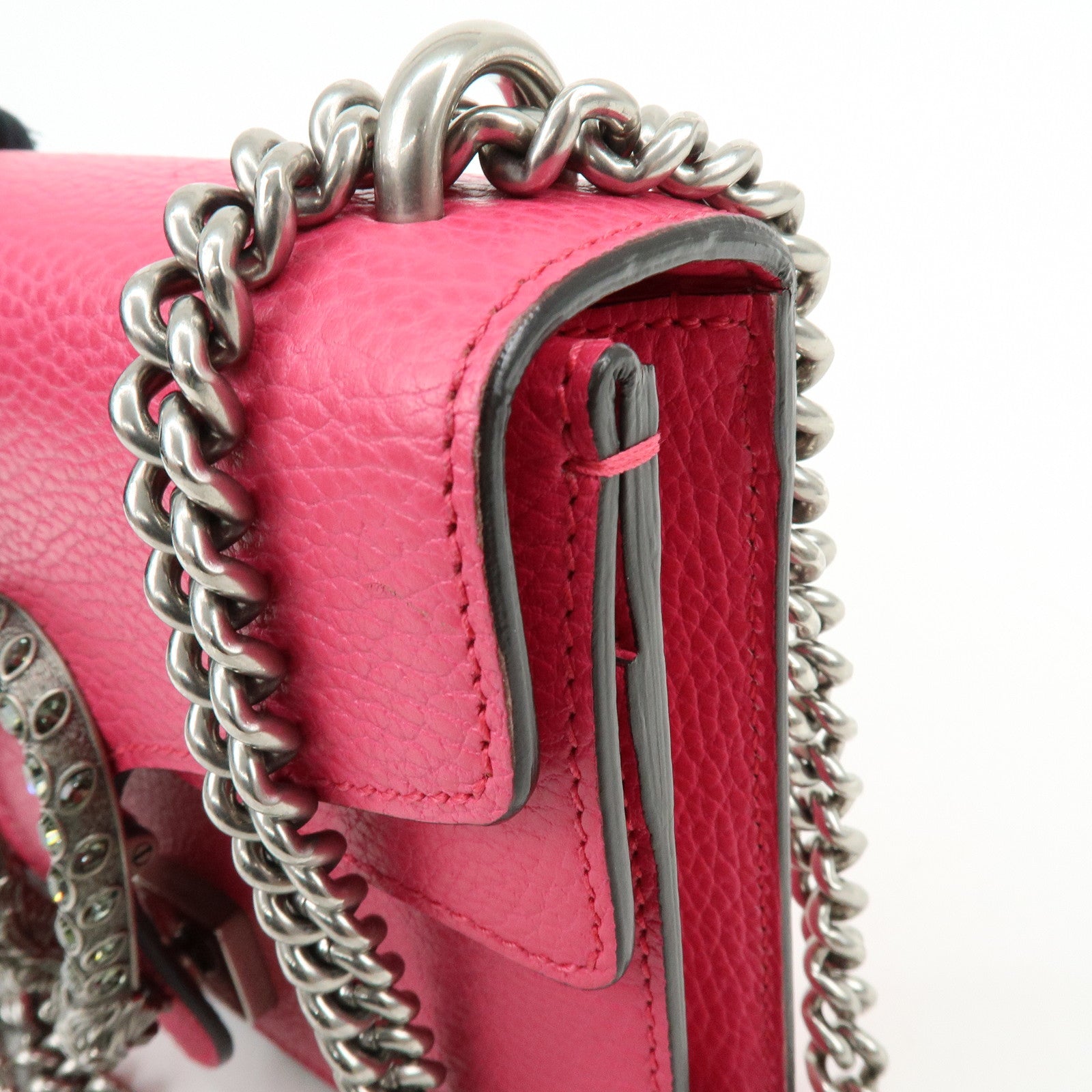 GUCCI Dionysus Leather Small Chain Shoulder Bag Hot Pink 421970