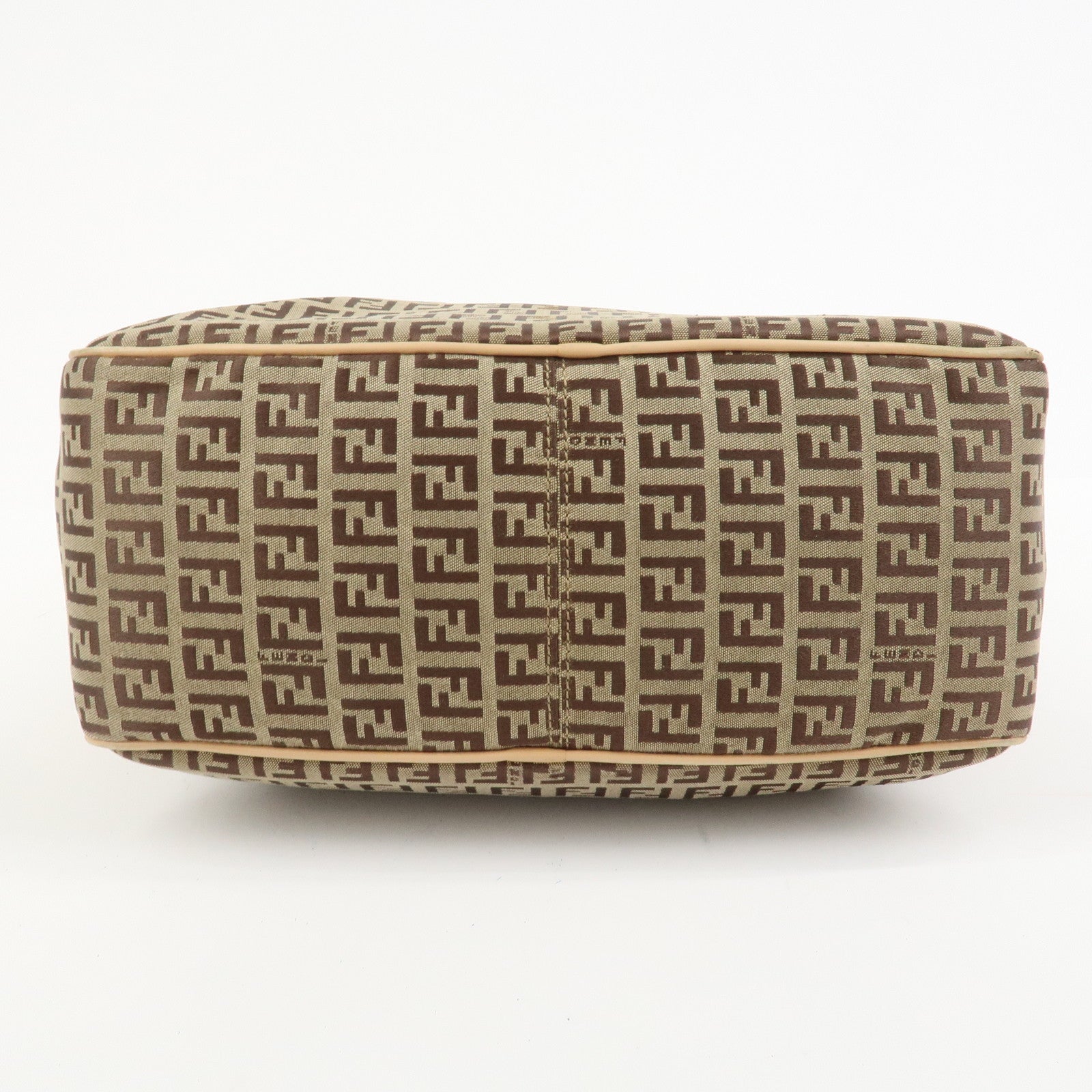 FENDI Zucchino Canvas Leather Hand Bag Shoulder Bag Beige 8BN005