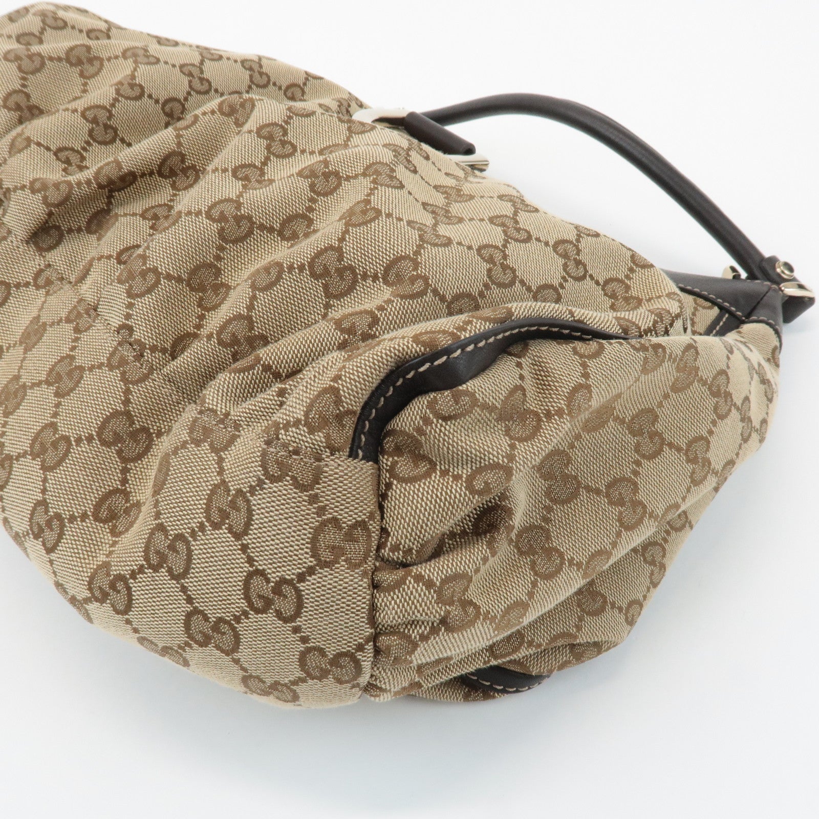 GUCCI Abbey GG Canvas Leather Shoulder Bag Hand Bag Beige Brown 189833 Used