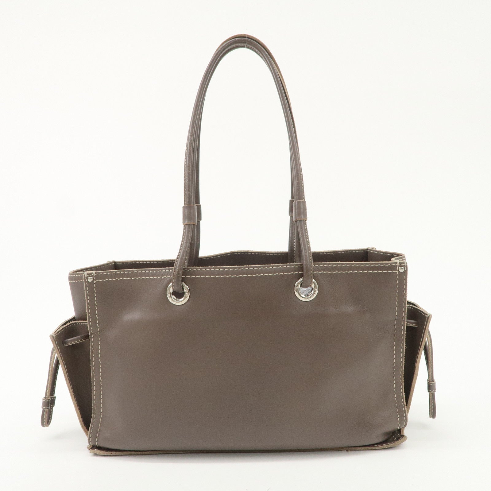 LOEWE Anagram Leather Shopper Tote Bag Shoulder Bag Brown Used