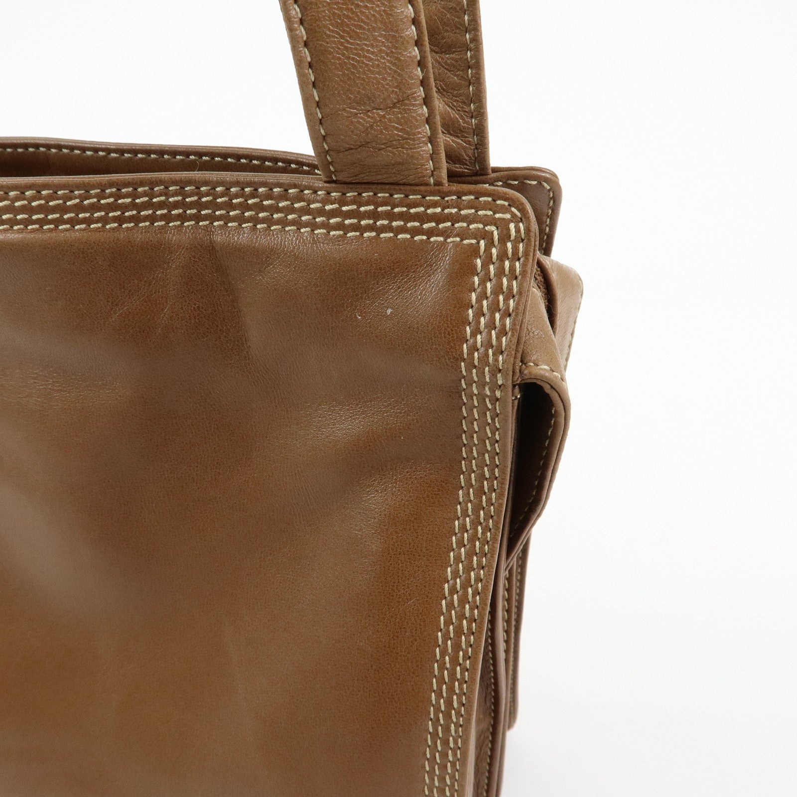 LOEWE Anagram Nappa Leather Shoulder Bag Hand Bag Brown