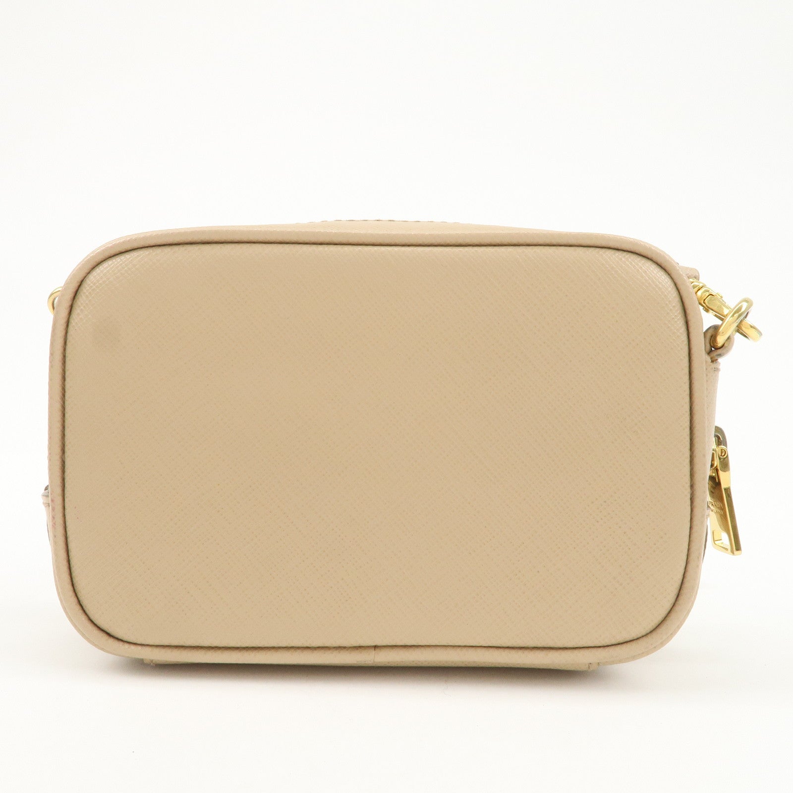 PRADA Logo Saffiano Leather Shoulder Bag Crossbody Bag Beige 1NF674 Used