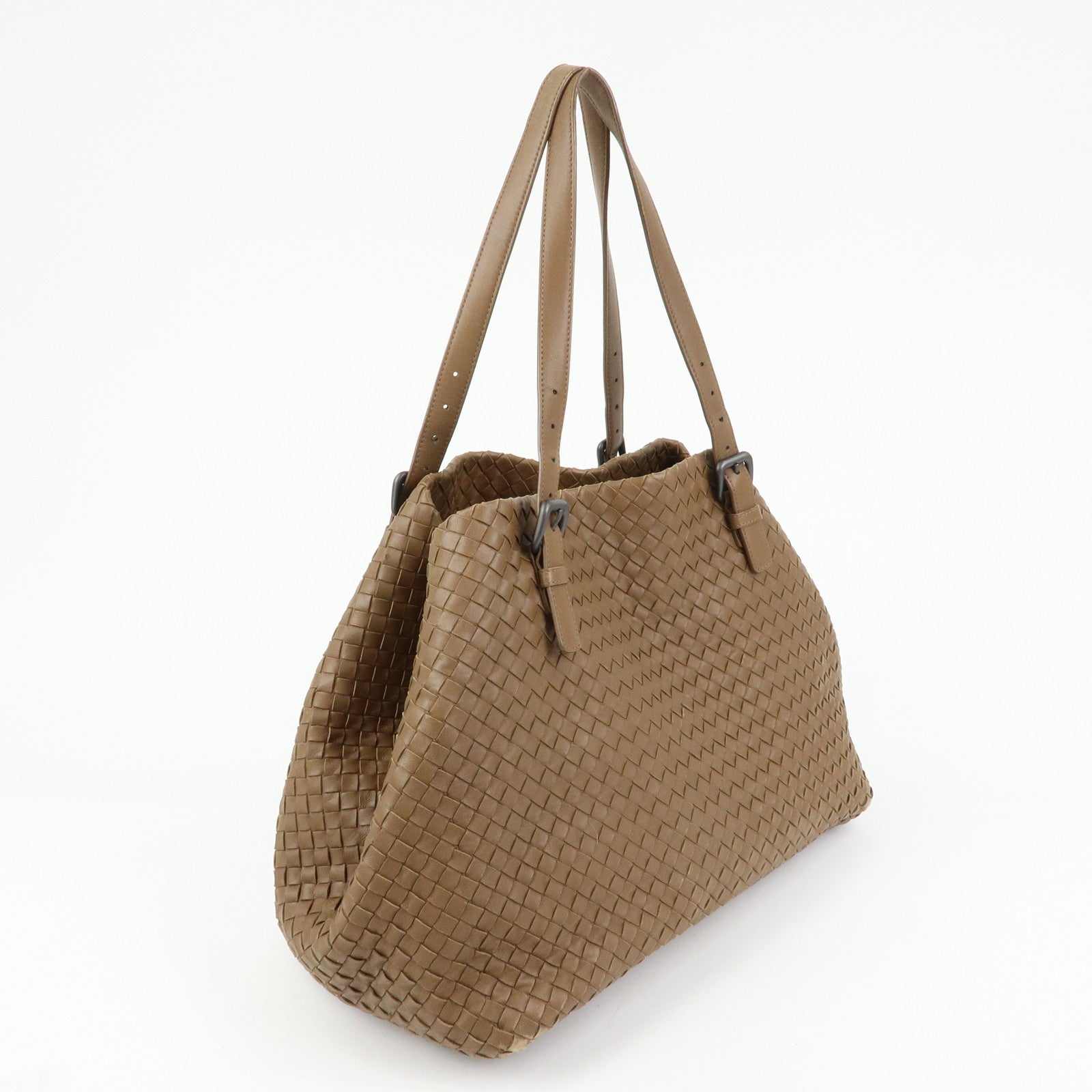 BOTTEGA VENETA Cesta Intrecciato Leather Shoulder Tote Bag Brown