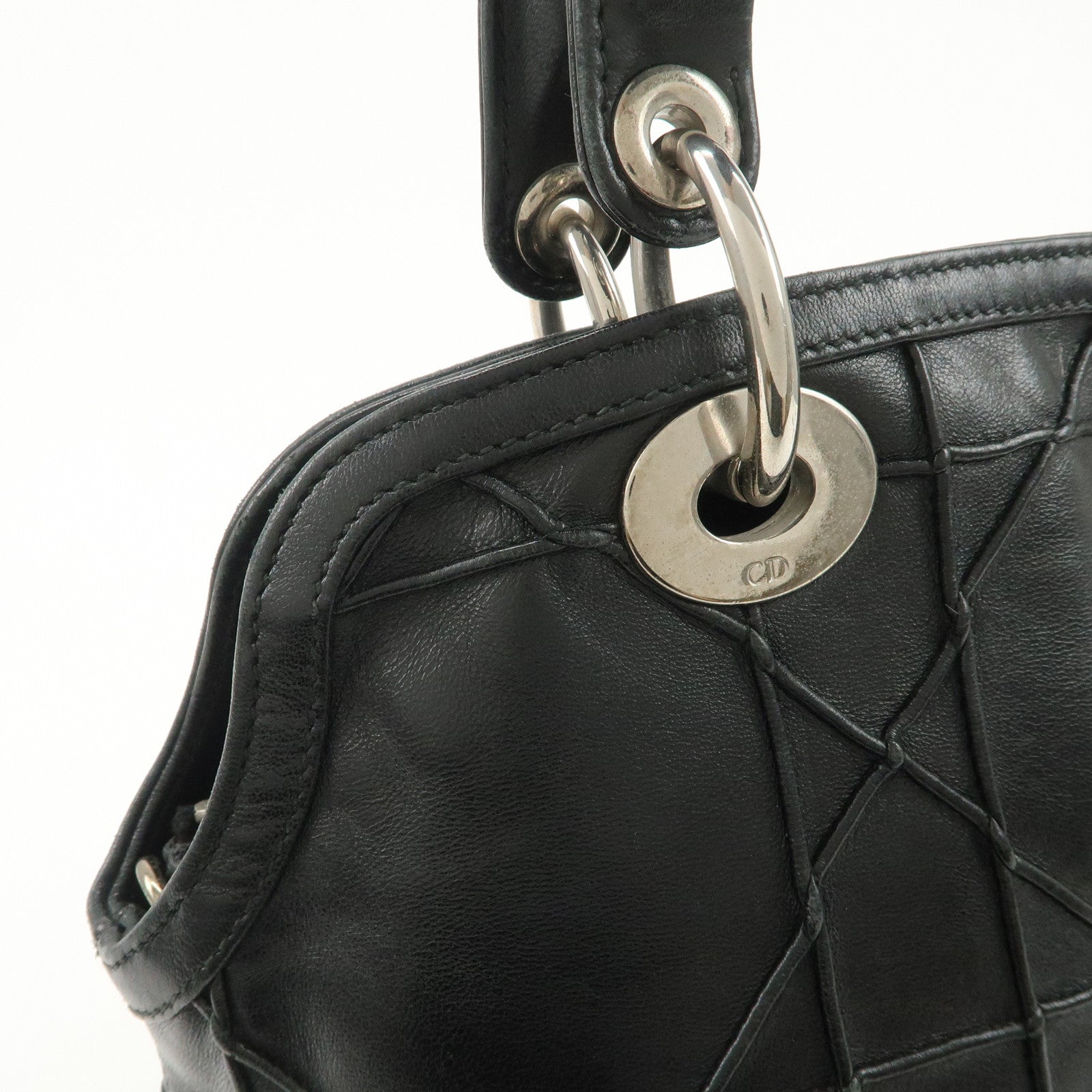 Christian Dior Cannage Granville Leather 2Way Bag Hand Bag Black