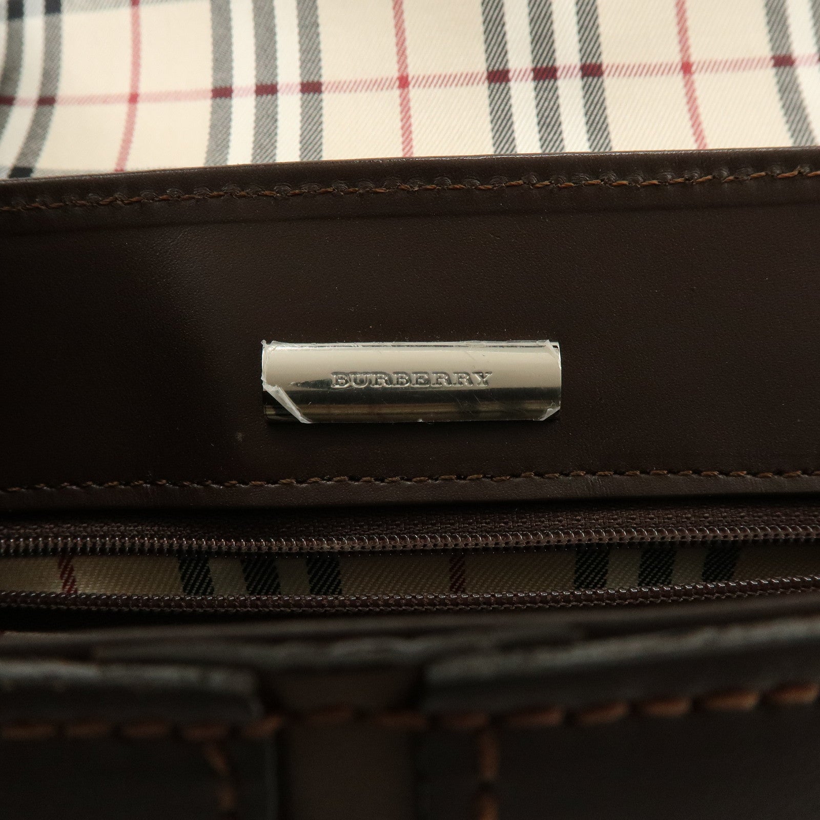 BURBERRY Leather Hand Bag Shoulder Bag Brown