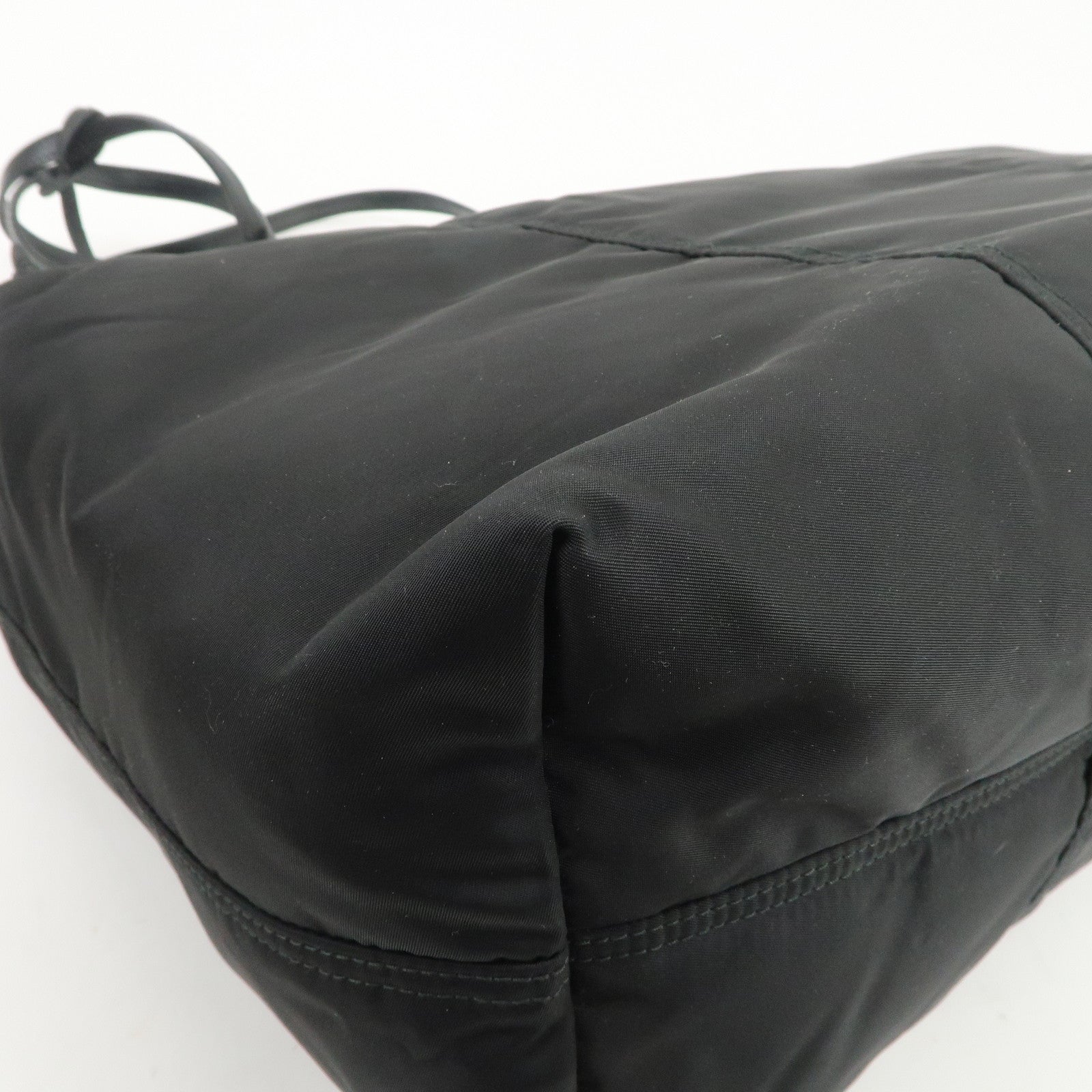 PRADA Etiquette Nylon Leather Tote Bag Shoulder Bag Black 1BG184