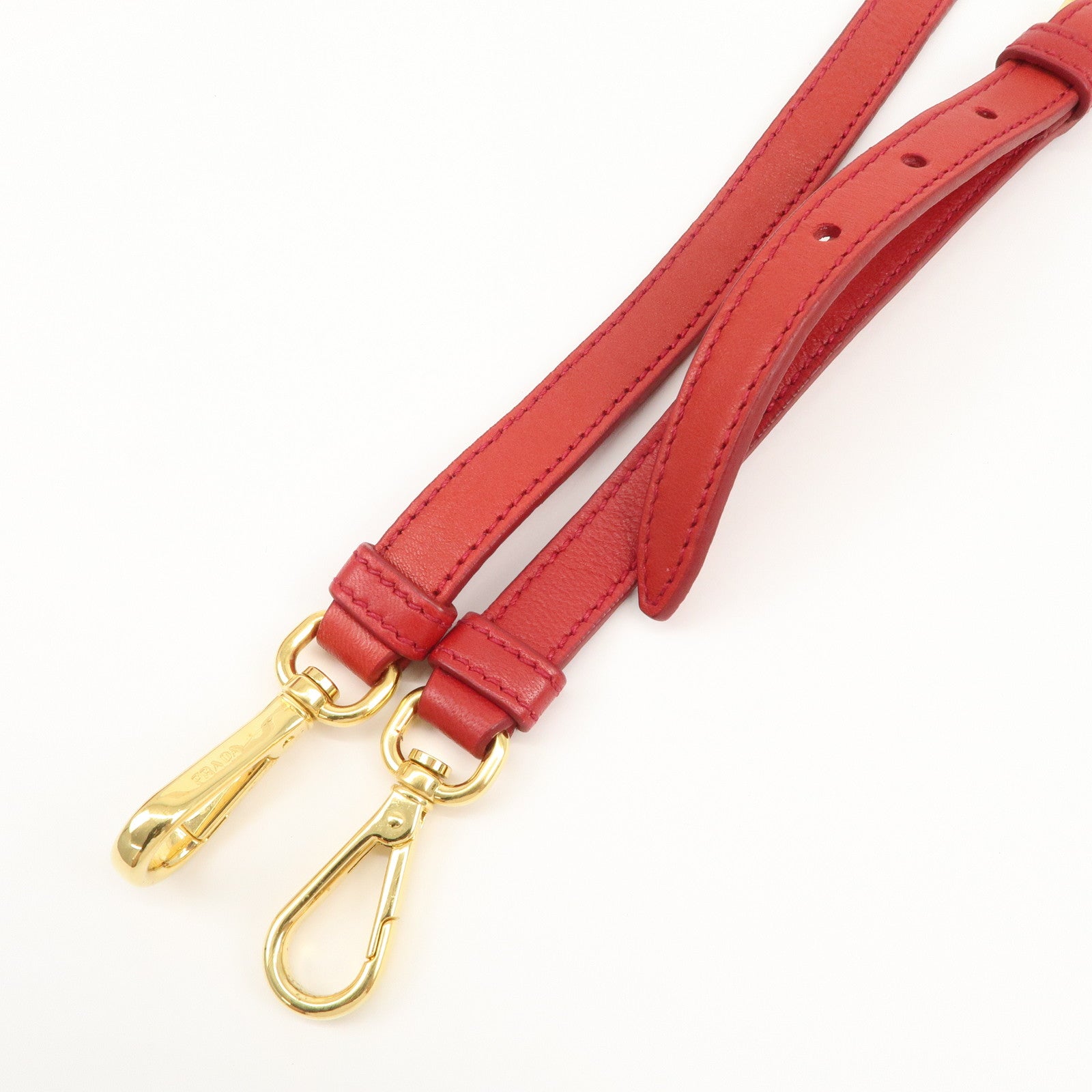 PRADA Logo Leather 2Way Bag Hand Bag Shoulder Bag Red BR4205