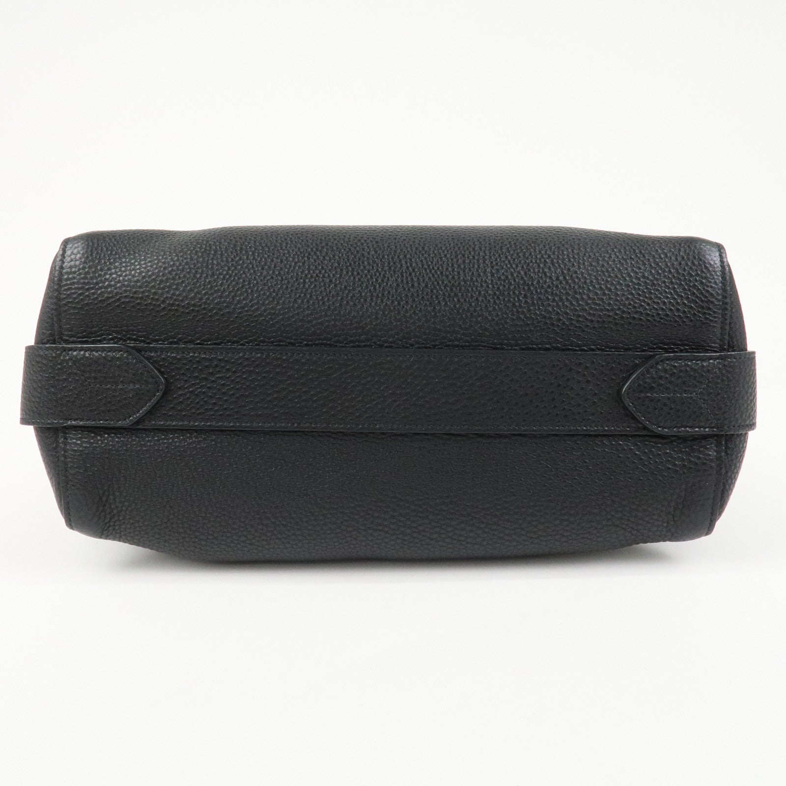 PRADA Triangle Logo Leather 2 Way Bag Hand Bag Black 1BA127