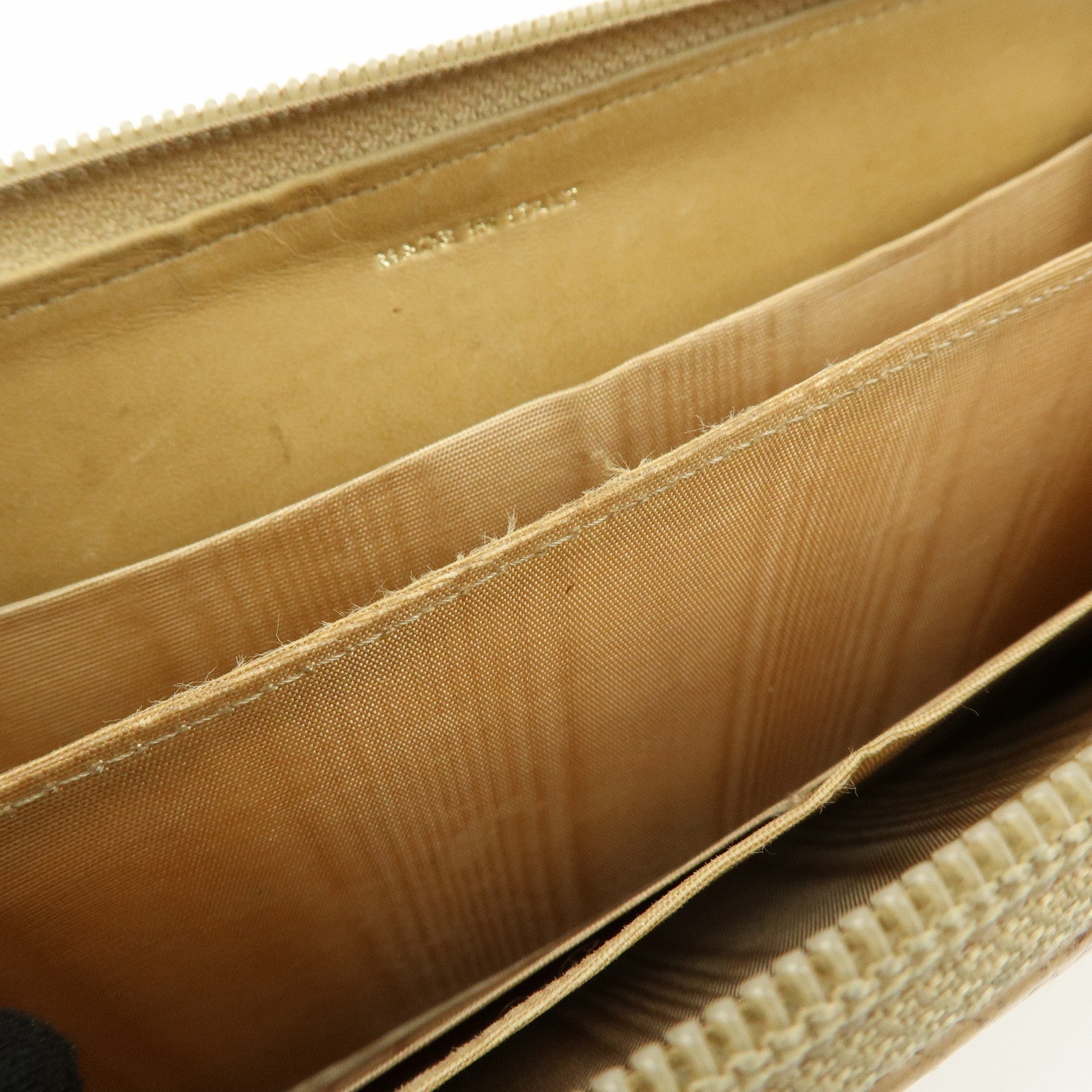 CHANEL Caviarskin Round Zippy Wallet Long Wallet Beige A13228