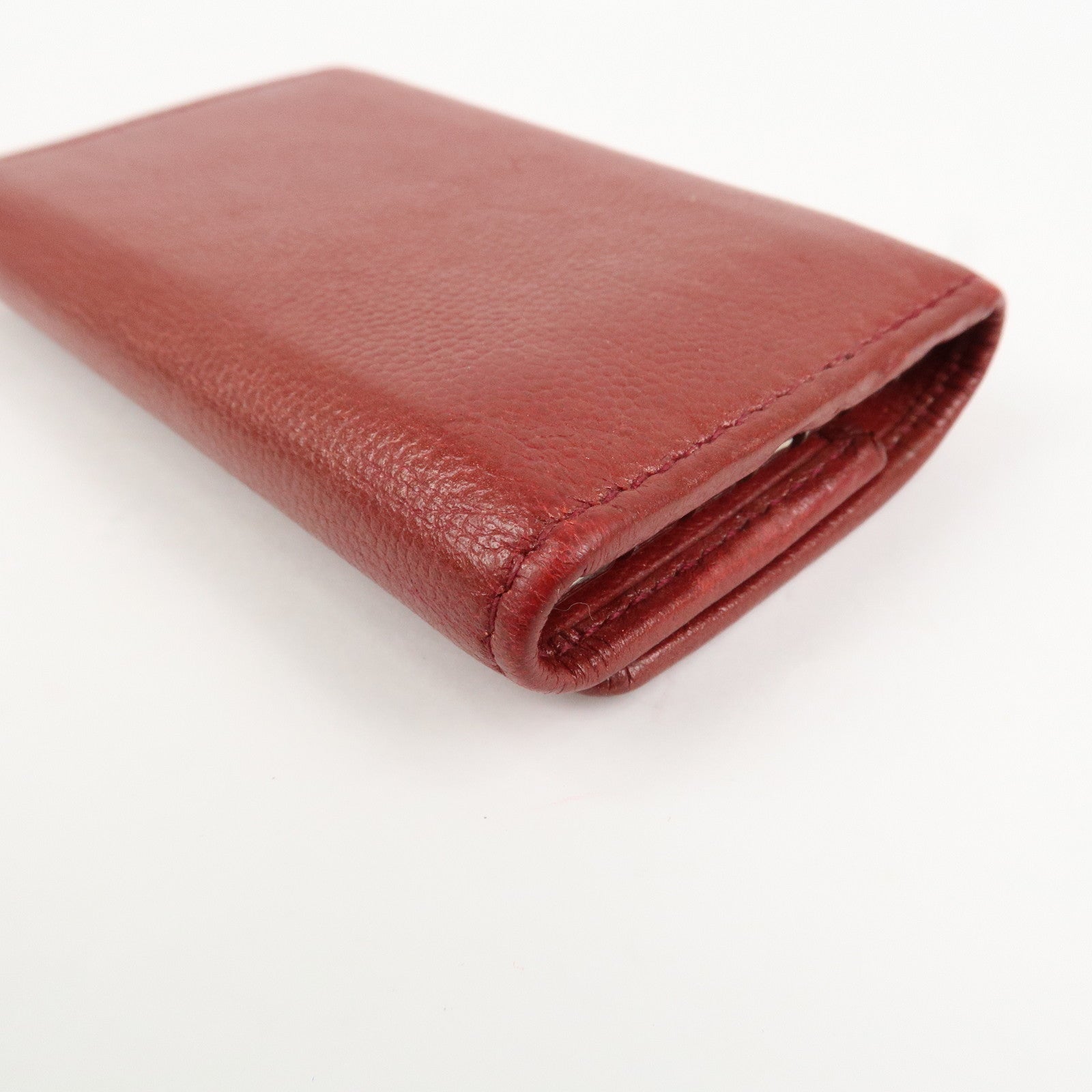 CHANEL COCO Mark Caviaskin Leather 6 Rings Key Case Key Ring Red