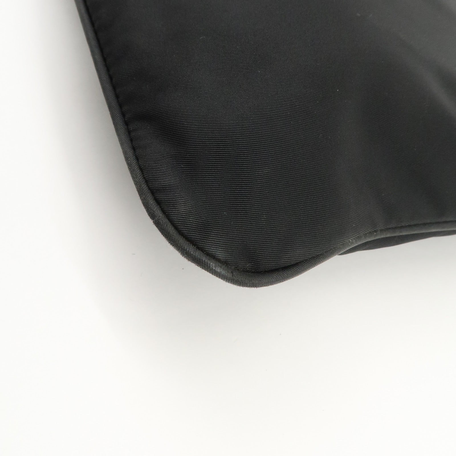 PRADA Triangle Logo Nylon Patent Leather Shoulder Bag Black Used