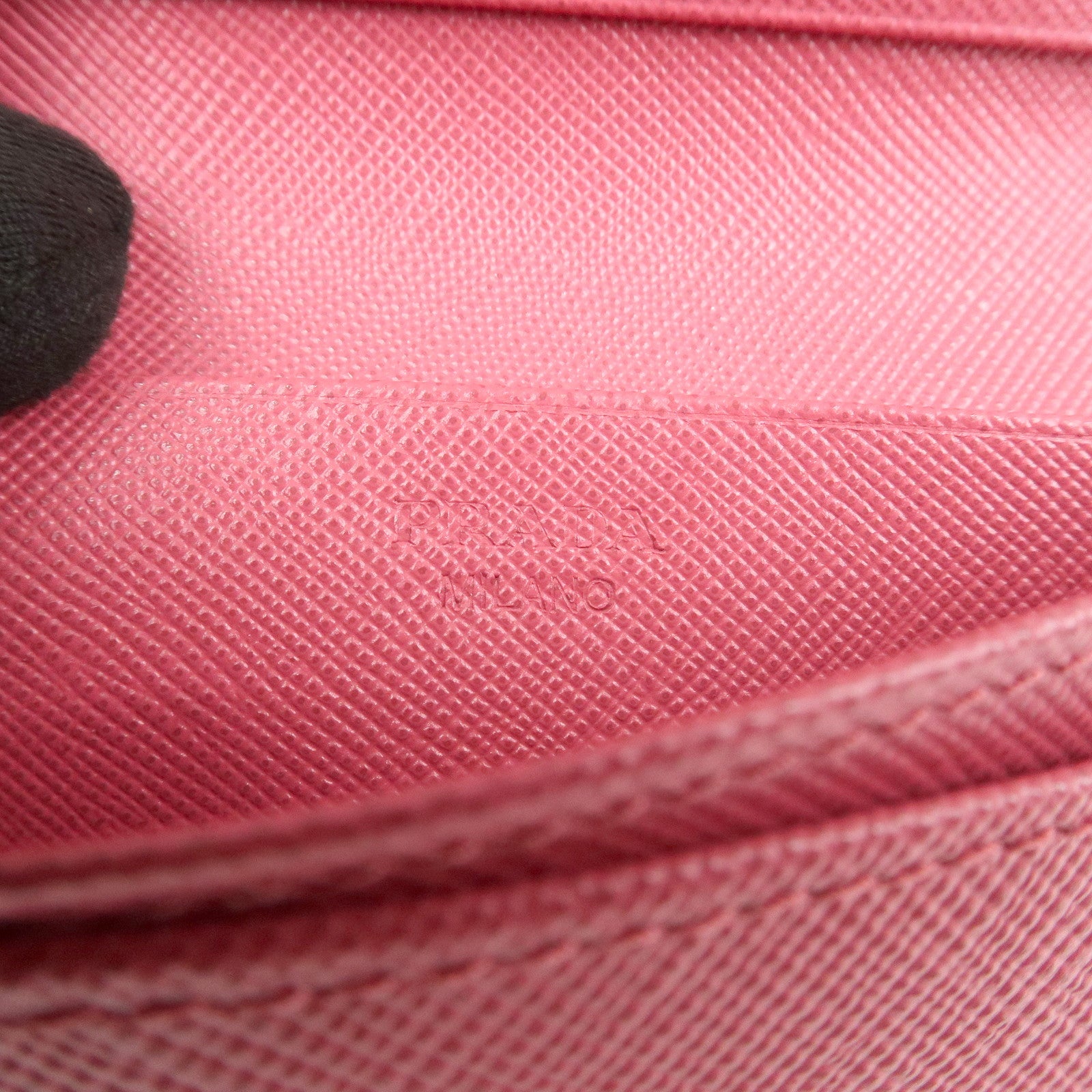 PRADA Saffiano Leather Logo Card Case Card Holder Pink 1M1439