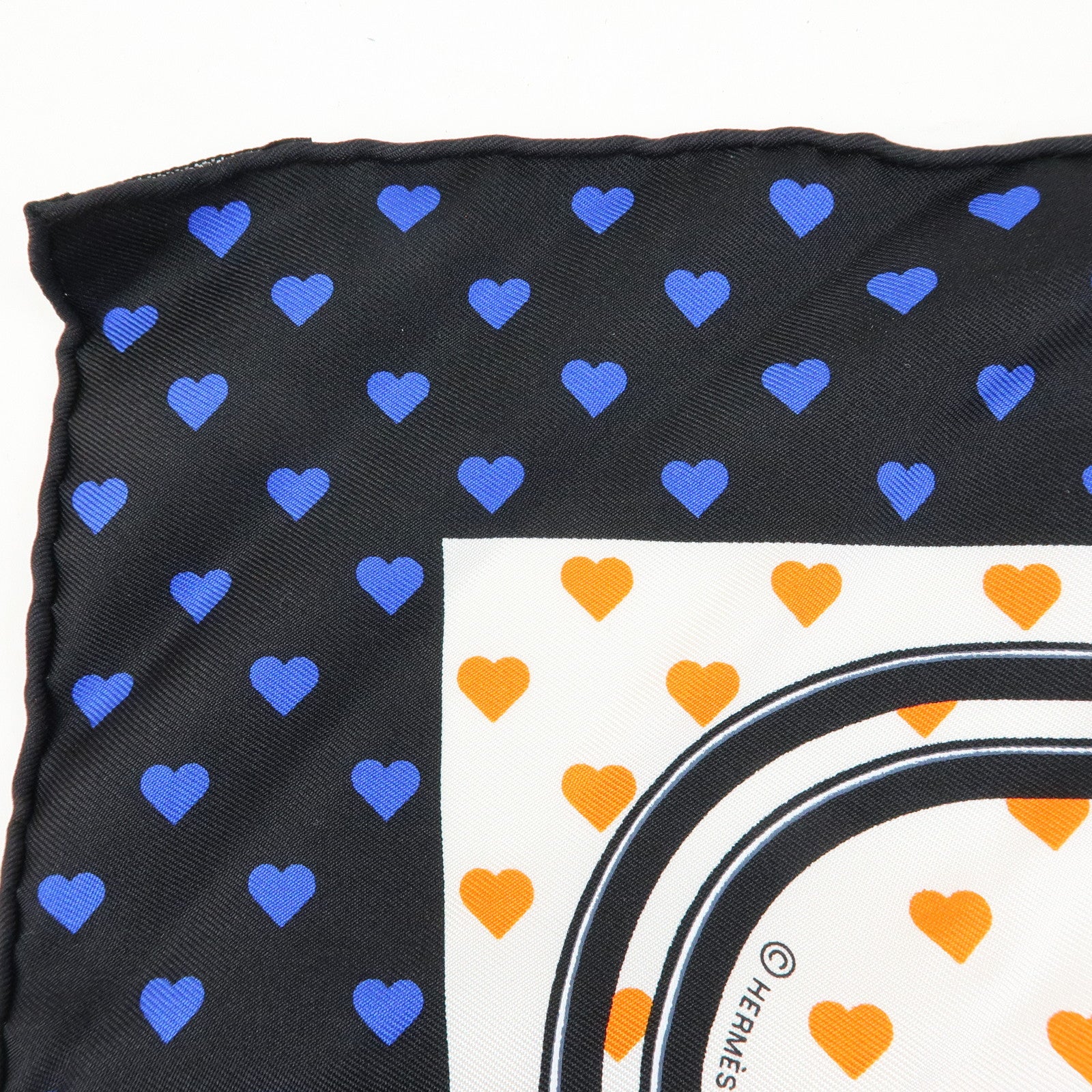 HERMES Carre 42 Silk 100% Scarf BRIDES DE GALA Black Orange
