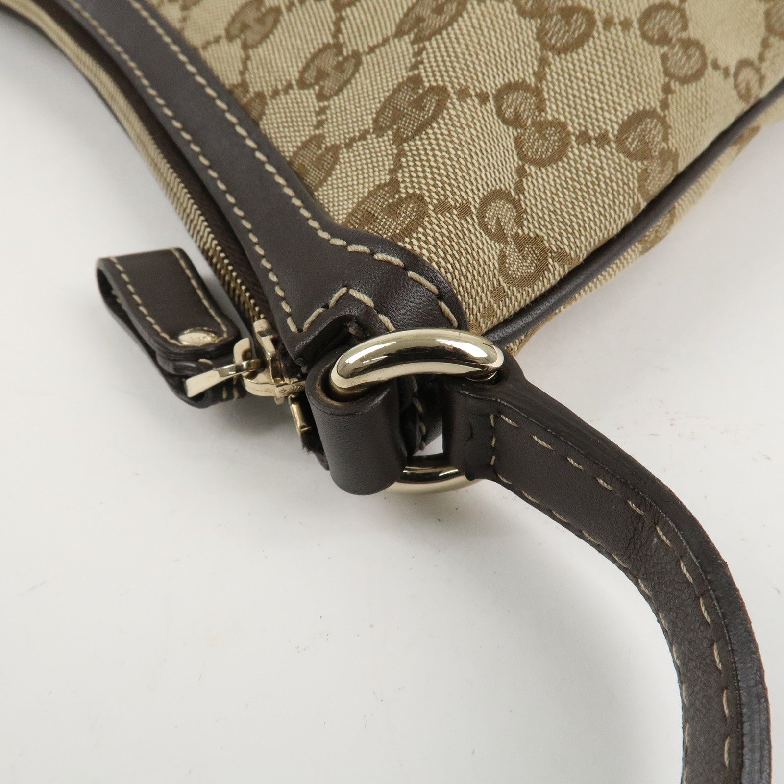 GUCCI Lovely Heart GG Canvas Leather Shoulder Bag Brown 257072 Used