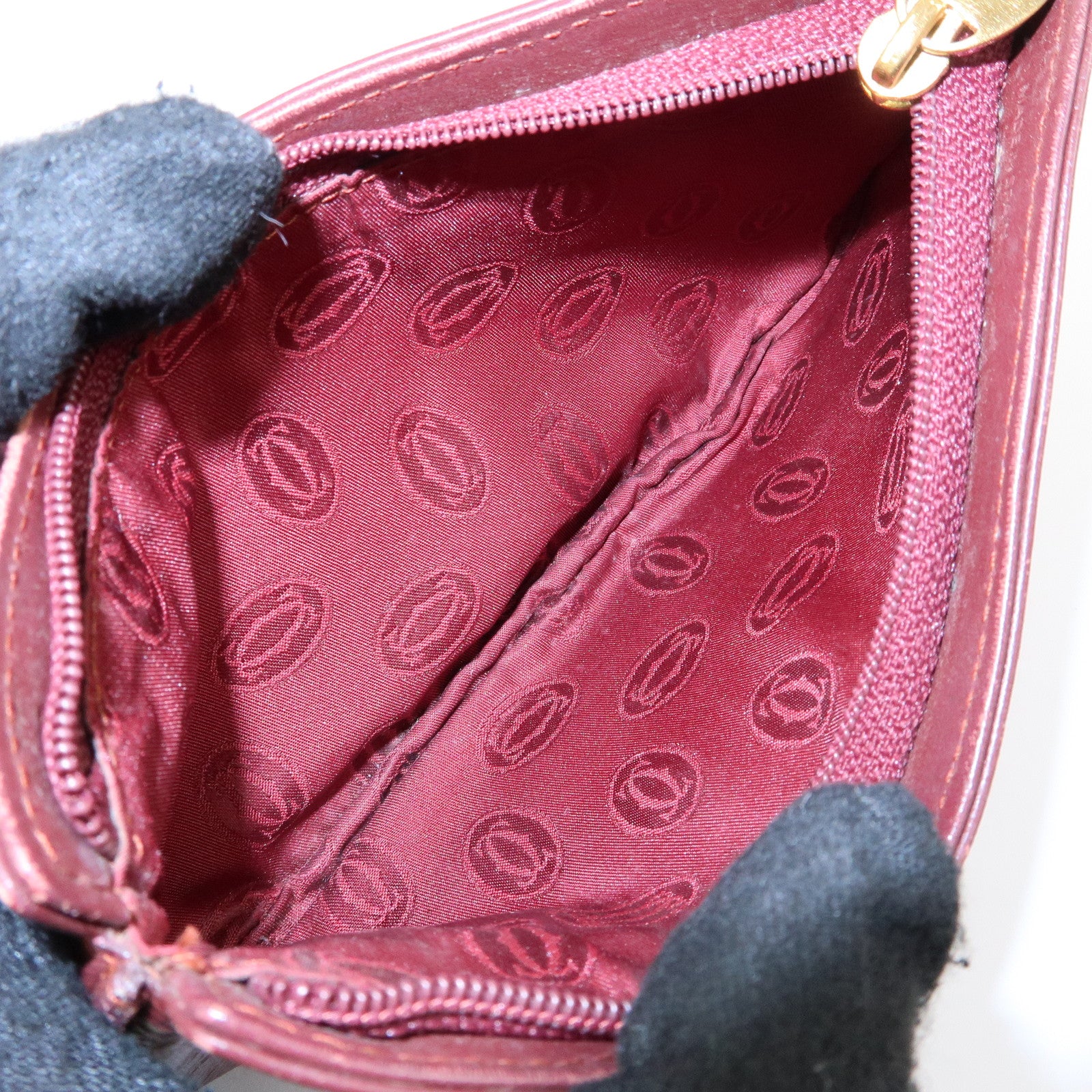 Cartier Must de Cartier Leather Chain Strap Pouch Bordeaux