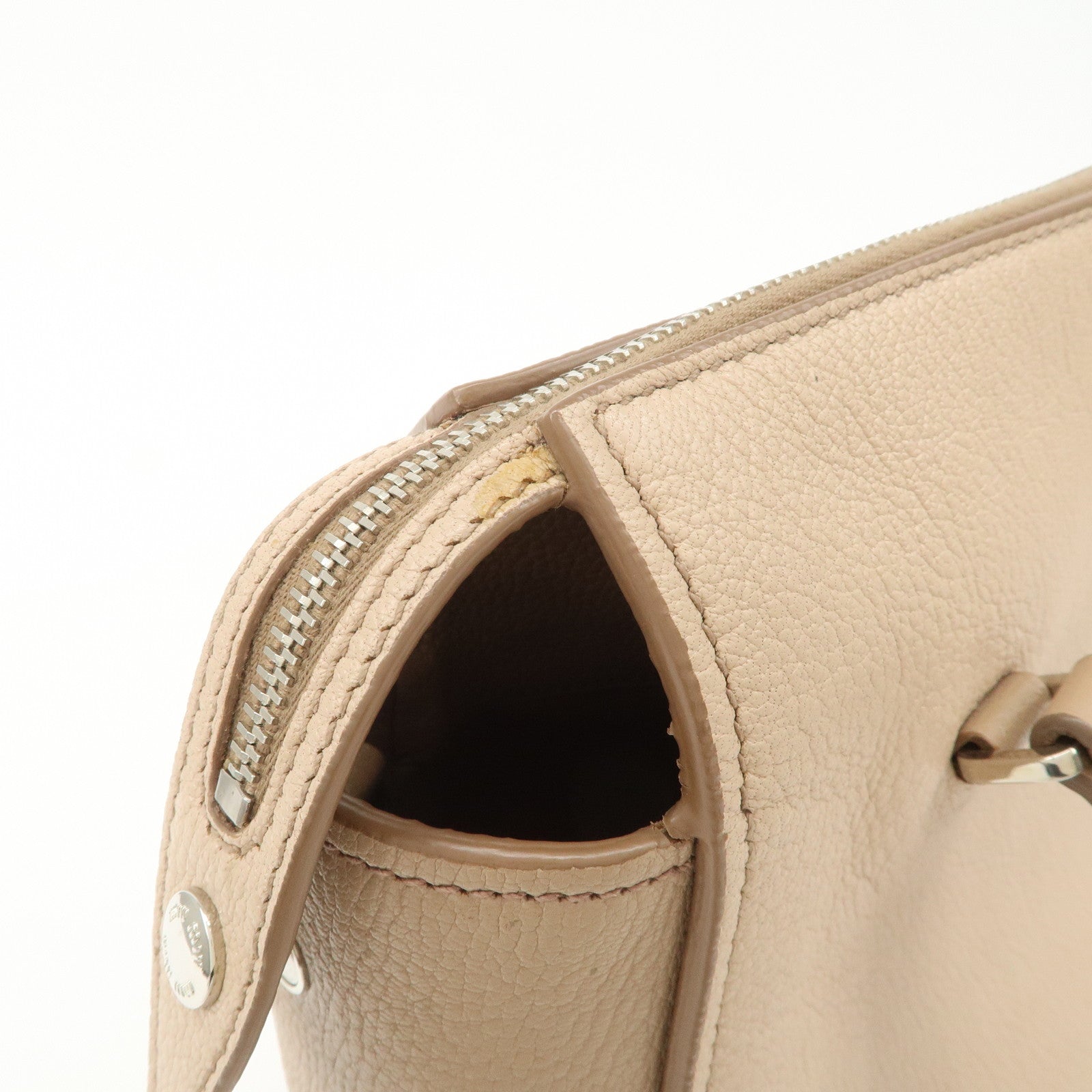 MIU MIU Leather 2Way Hand Bag Beige Pink Beige 5BB006