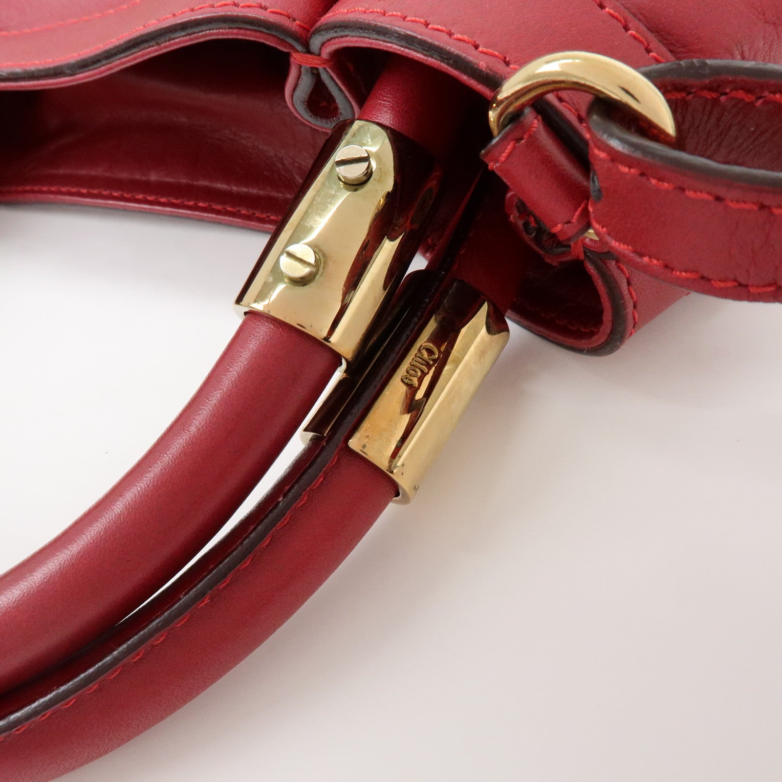 Chloe Victoria Leather 2Way Bag Shoulder Bag Hand Bag Red