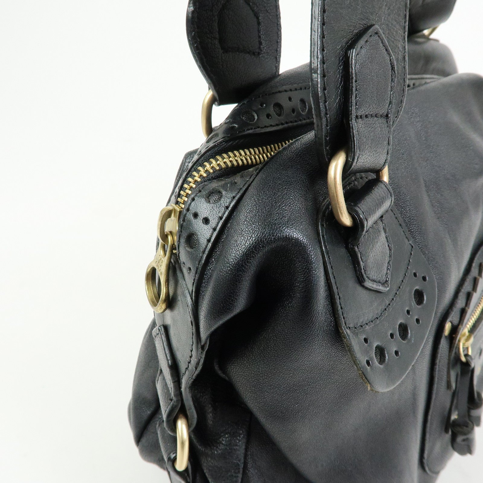 Chloe See by Chloe Leather Shoulder Bag Hand Bag Black