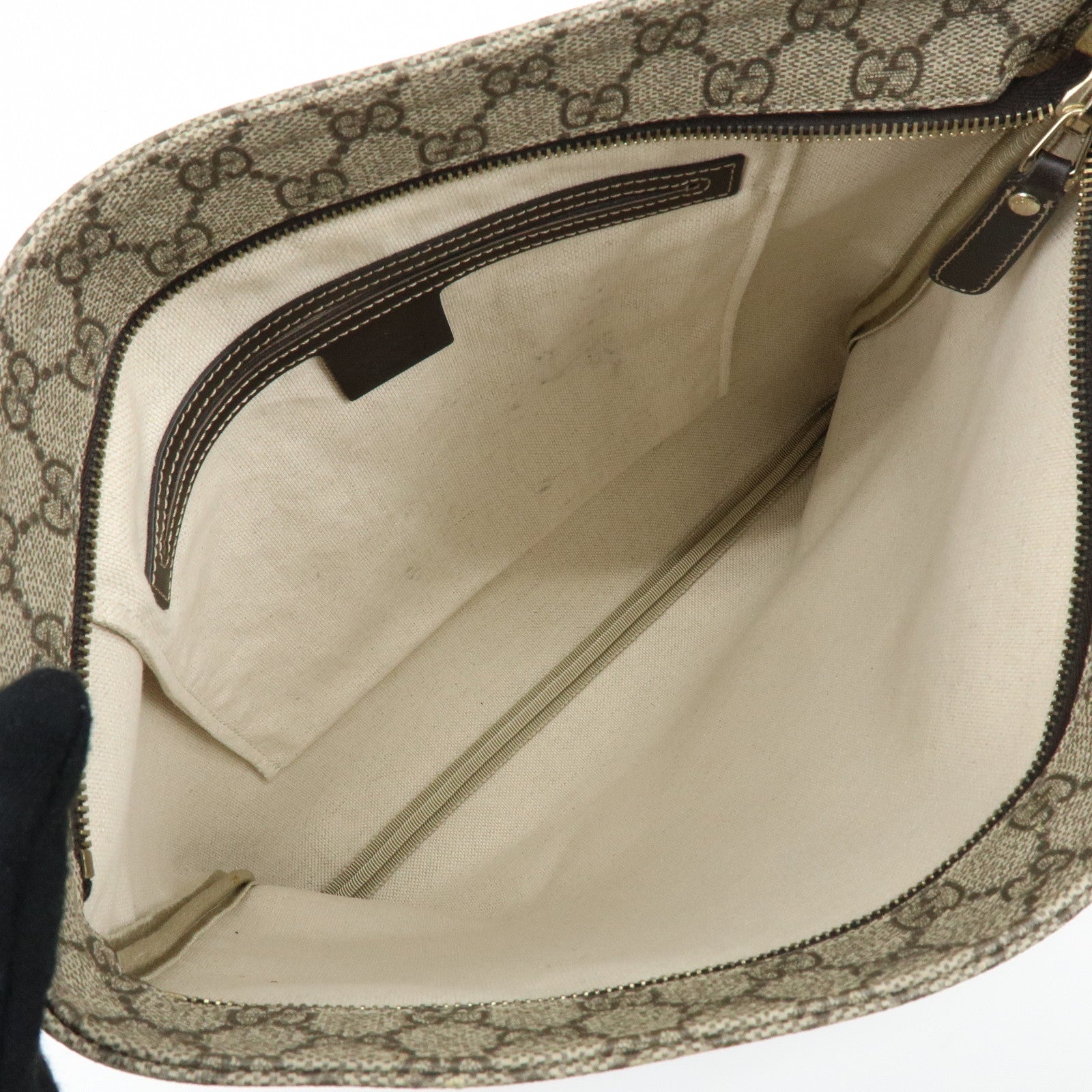 GUCCI GG Supreme Leather Shoulder Bag Crossbody Bag Beige 201446