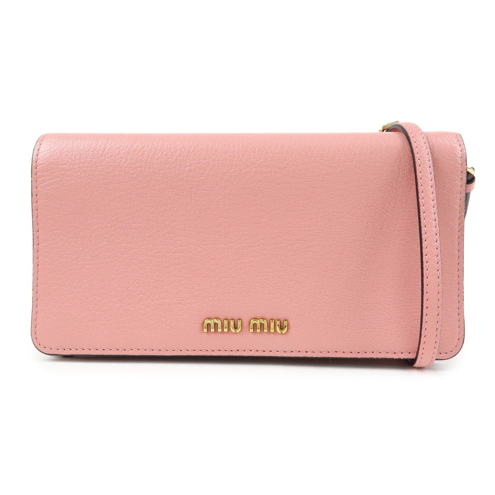 MIU MIU Madras Leather 2Way Clutch Bag Shoulder Bag Pink 5ZH044
