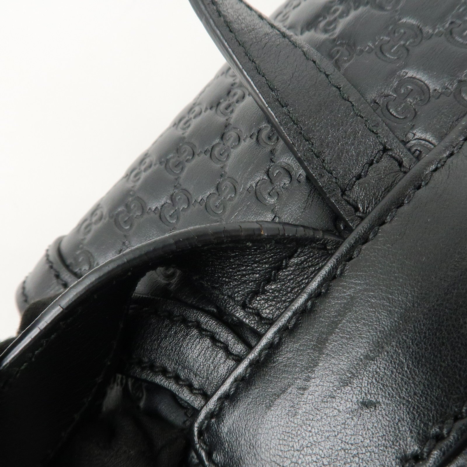 GUCCI Micro Guccissima Leather Backpack Rucksack Black 607993 Used