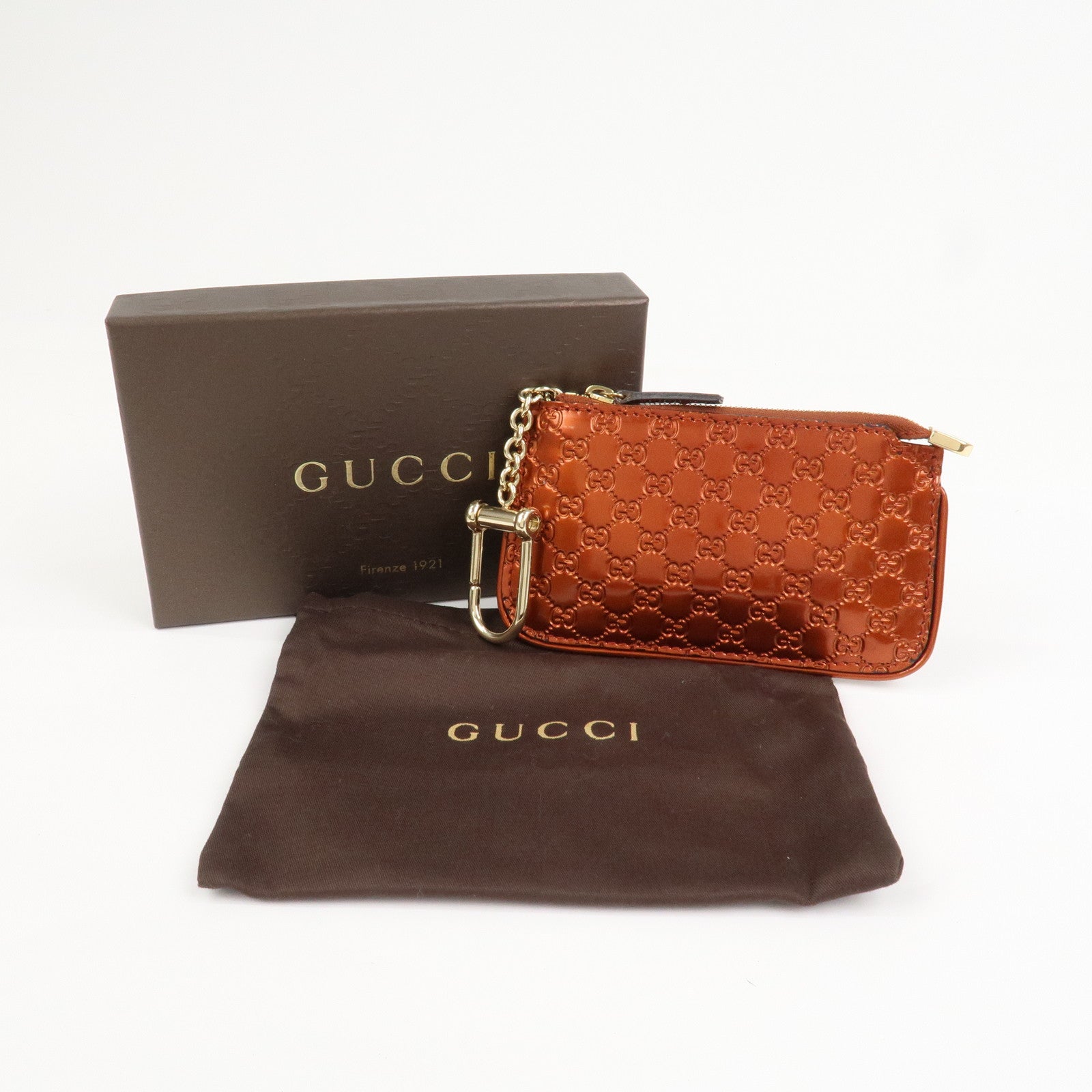 GUCCI Guccissima Leather Coin Case Key Hook Brown 233183