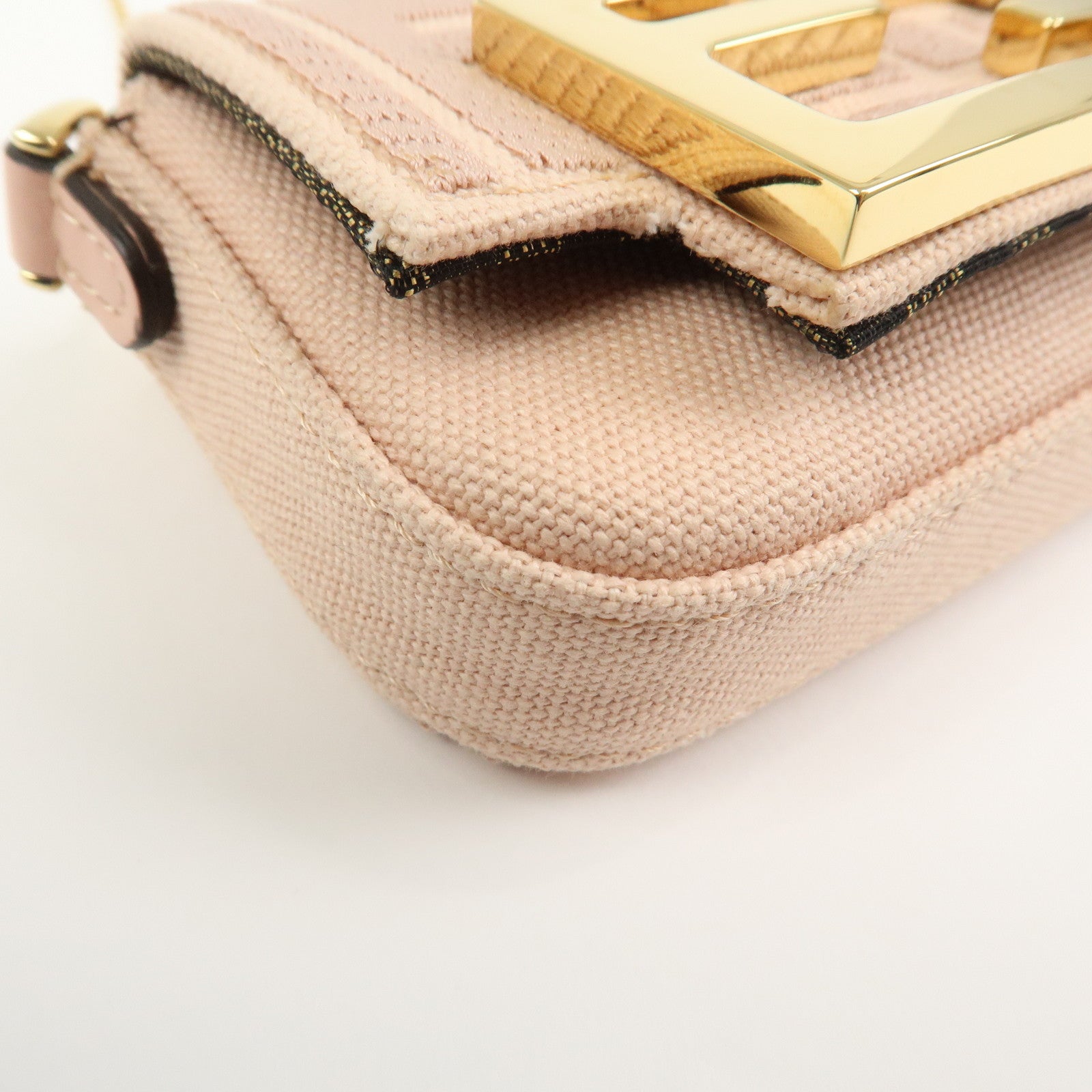 FENDI Zucca Nano Baguette Canvas Leather Chain Shoulder Bag 7AS045