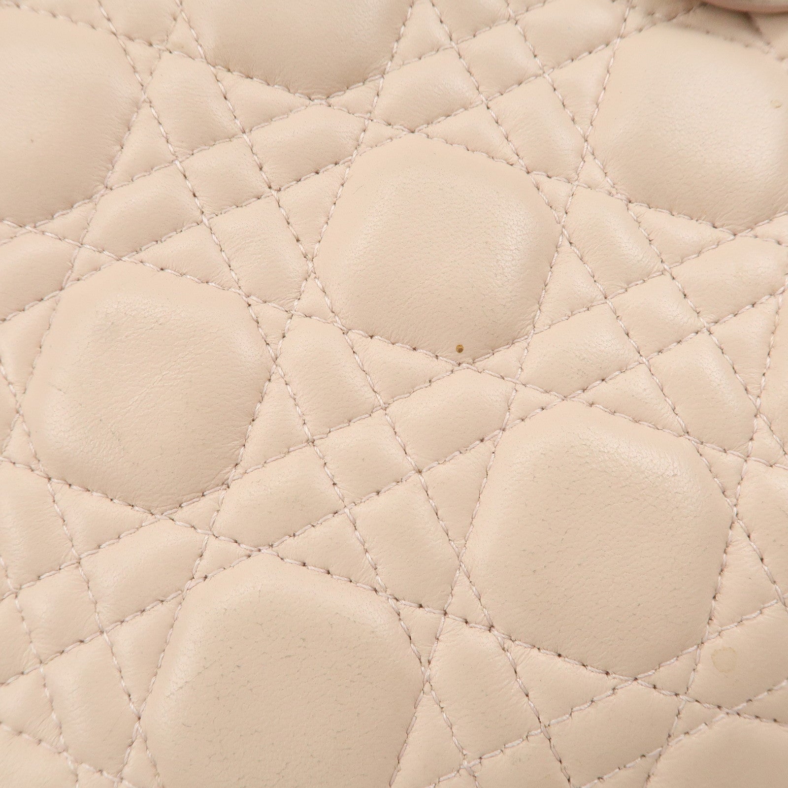 Christian Dior Cannage Leather 2Way Bag Shoulder Bag Pink Beige Used