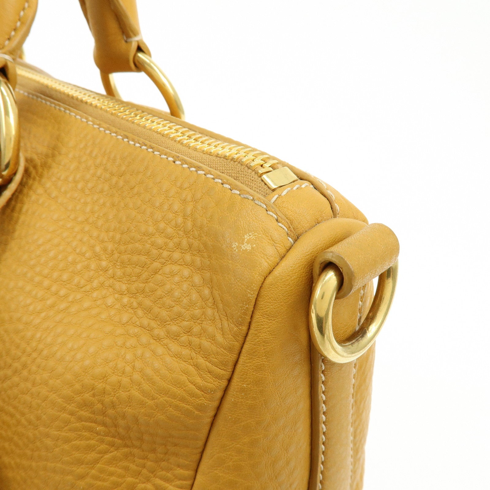 PRADA Triangle Logo Leather 2Way Bag Hand Bag Shoulder Bag BL0778