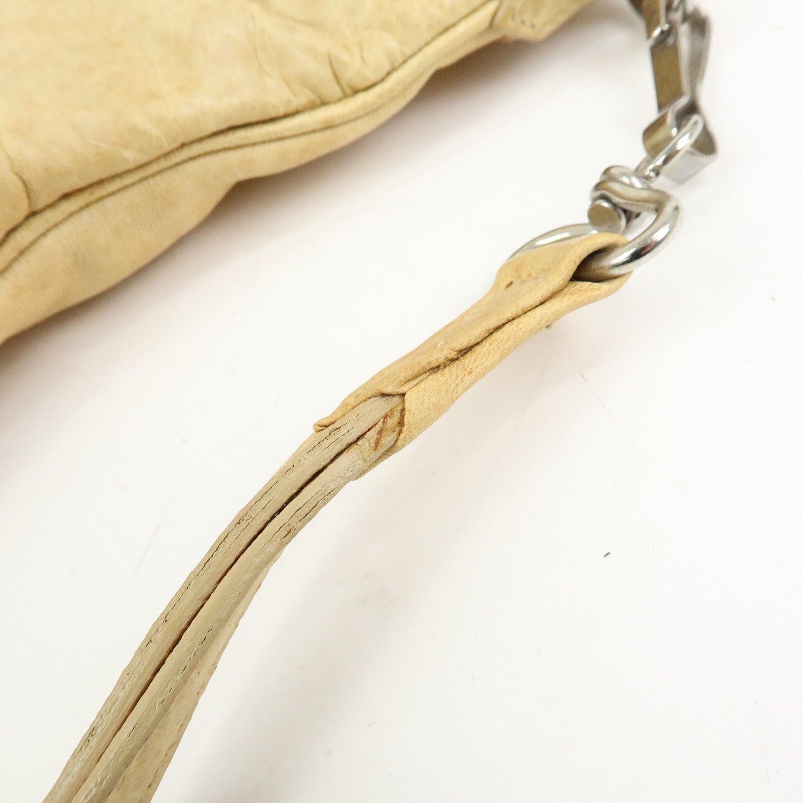 BALENCIAGA Leather Giant Clutch Bag Pouch Beige 204533