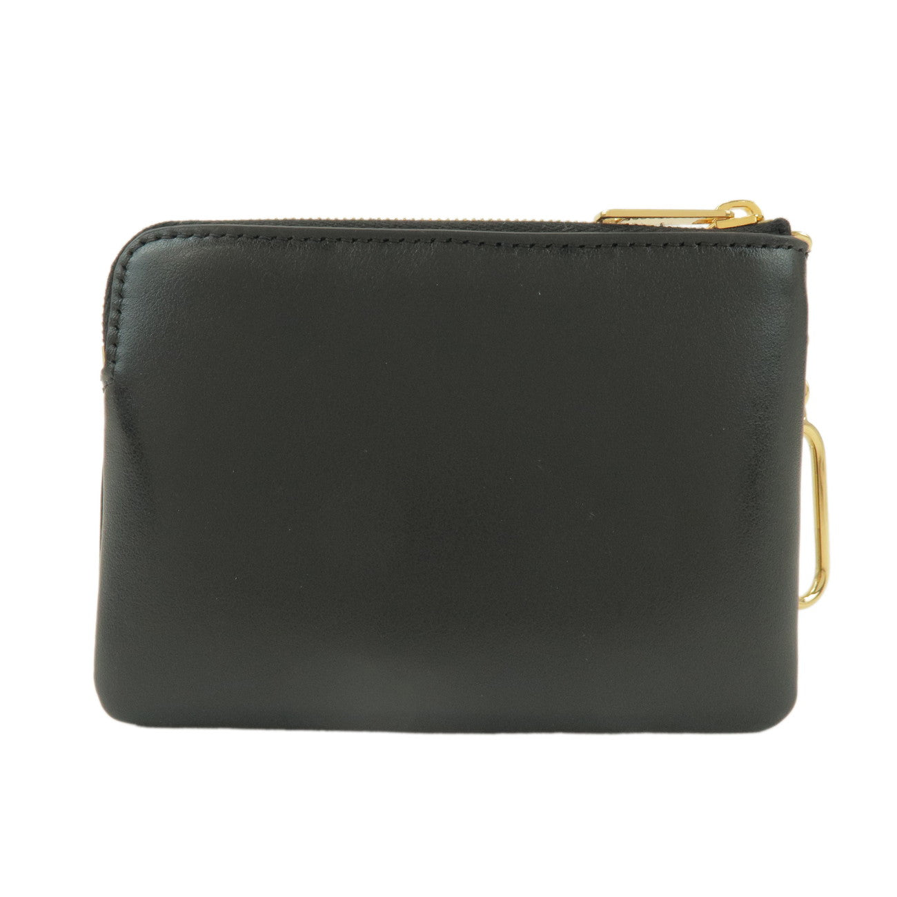 CELINE Triomphe Leather Coin Case Key Chain Black