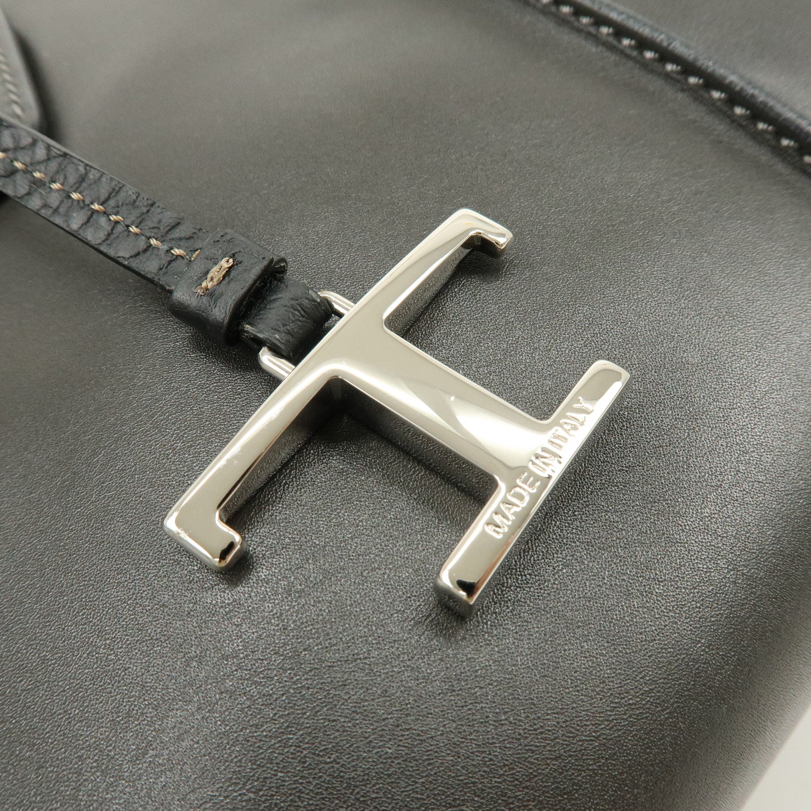 TOD’S D Cube Leather 2Way Bag Hand Bag Shoulder Bag Dark Gray