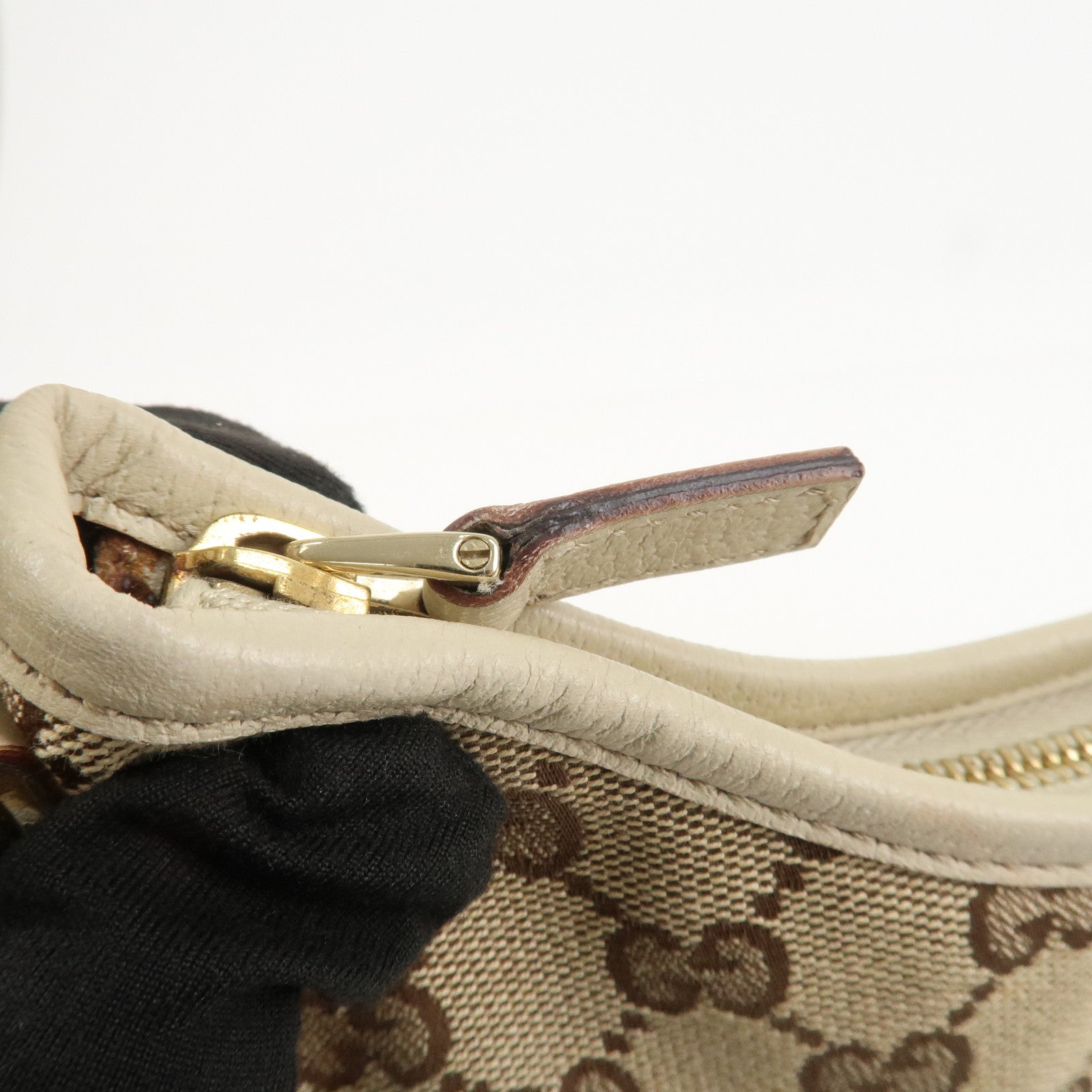 GUCCI Abbey GG Canvas Leather Shoulder Bag Beige Ivory 130738 Used