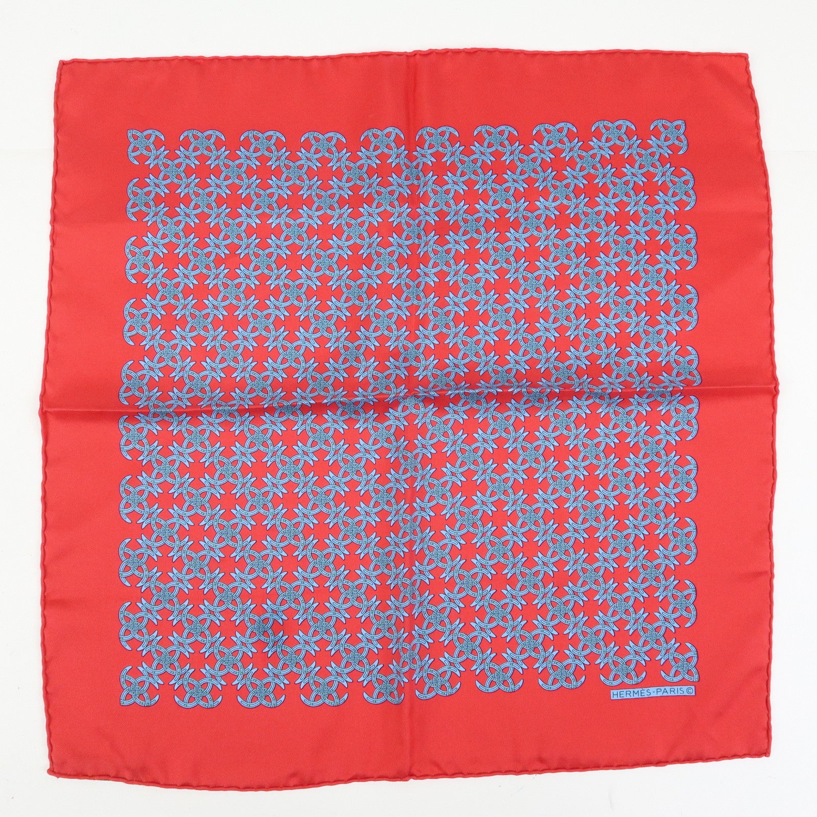 HERMES Carre 42/20 Set of 2 Silk 100% Scarf QUADRIGE Red Blue