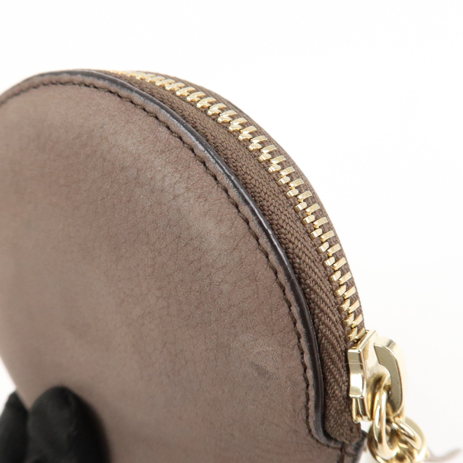 GUCCI Interlocking G Leather Coin Case Tassel Charm Beige 337946 Used