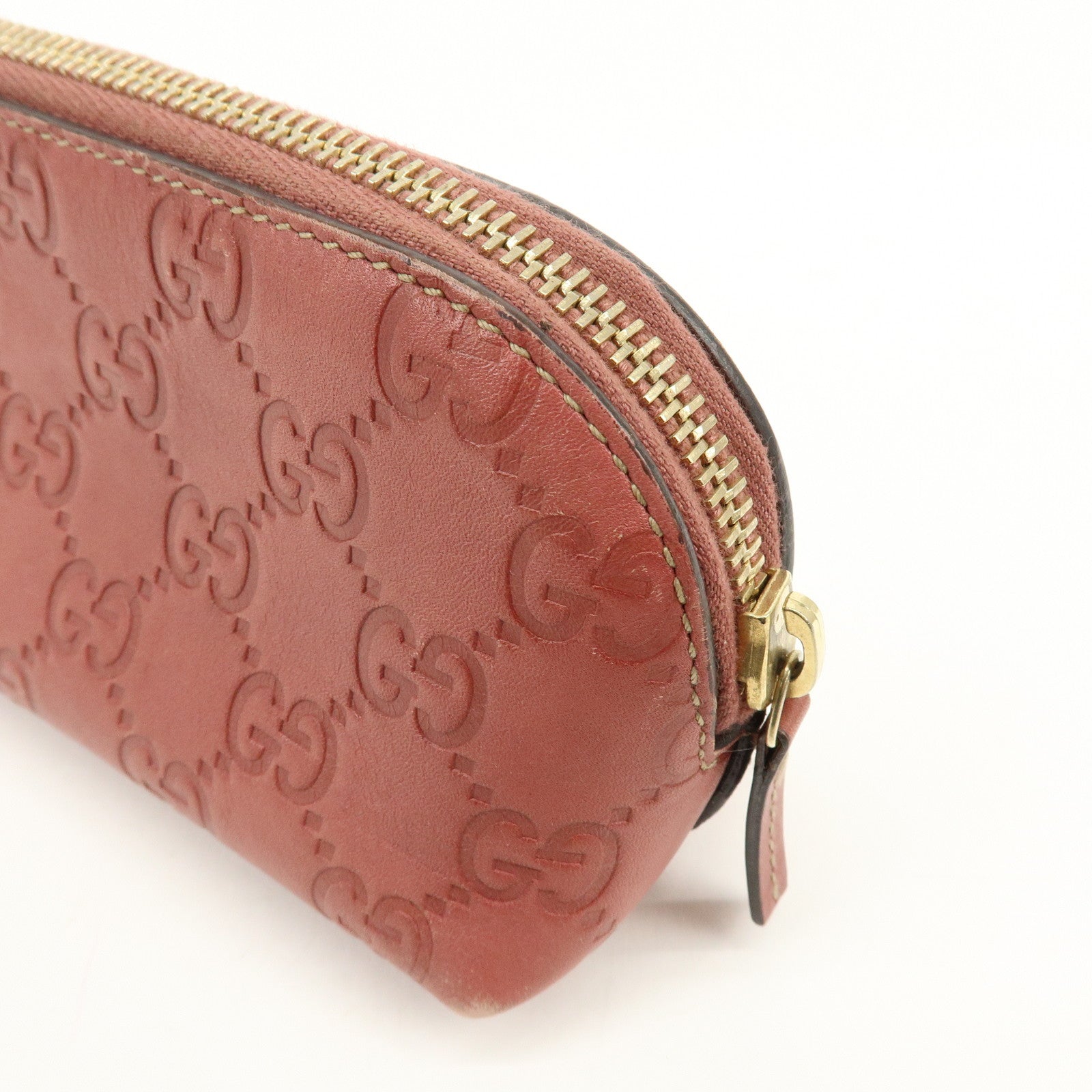 GUCCI Guccissima Leather Cosmetic Pouch Makeup Bag Rose Pink 141811