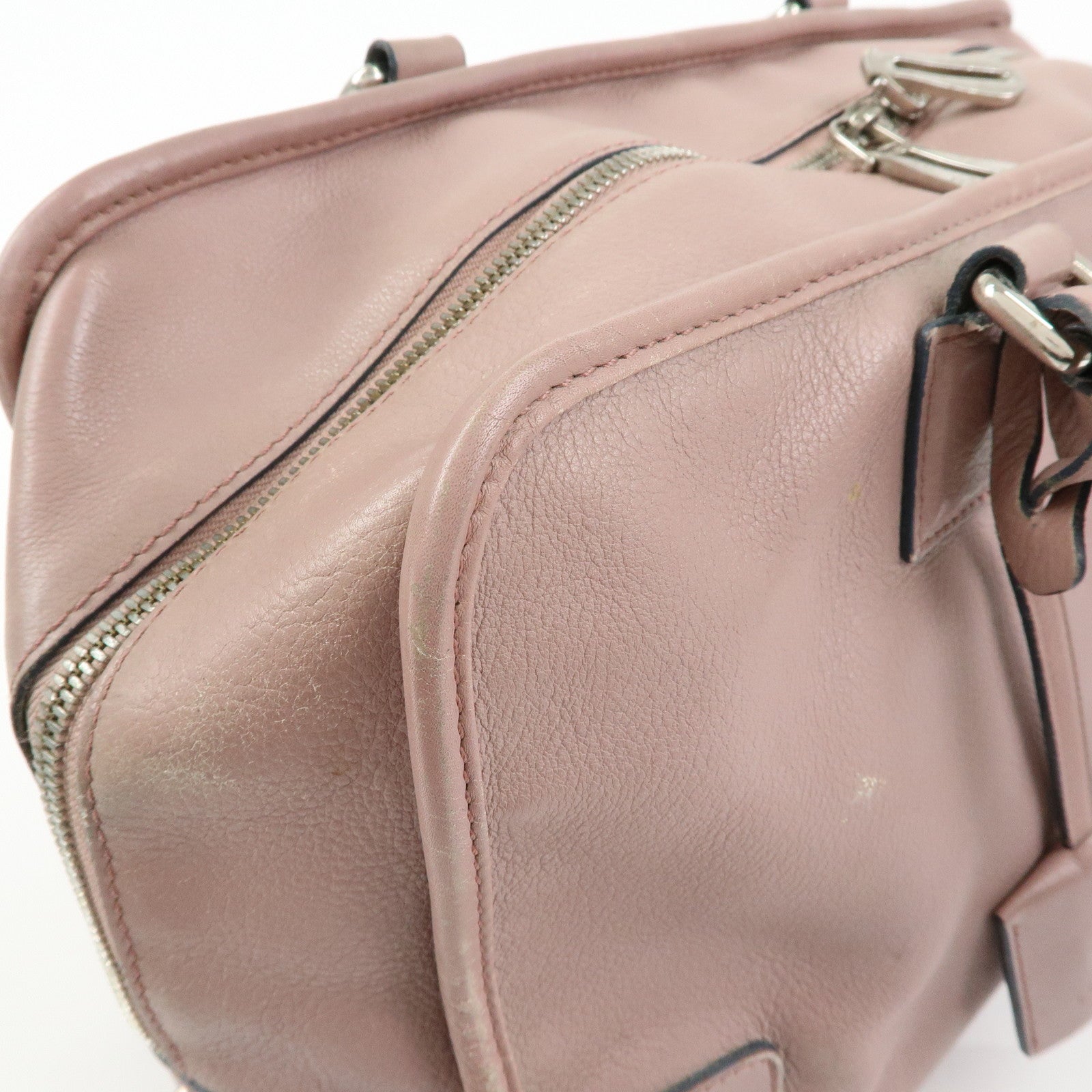 LOEWE Anagram Amazona 36 Leather Hand Bag Boston Bag Pink
