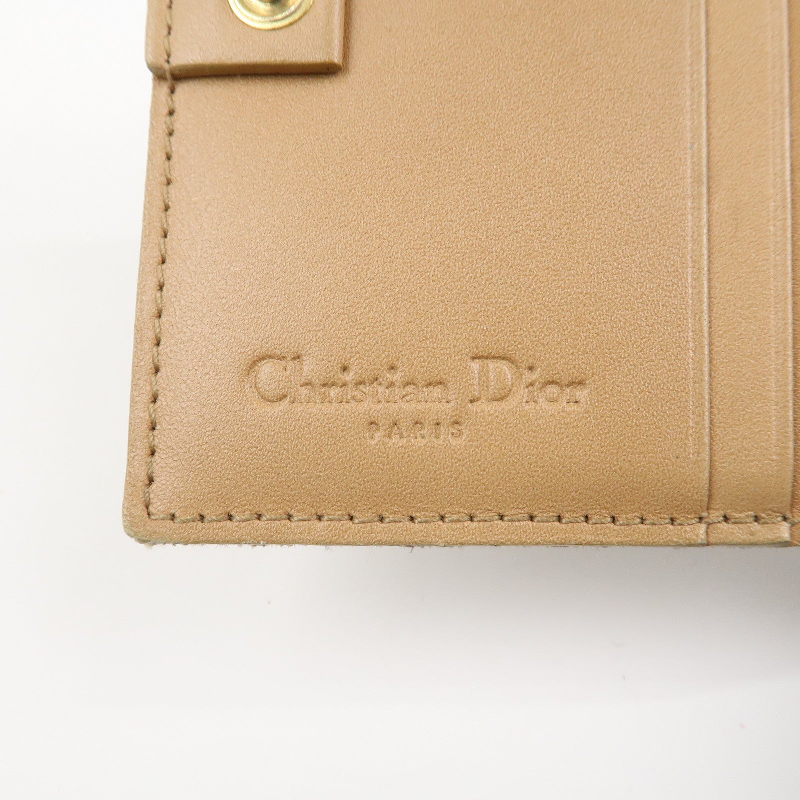 Christian Dior Trotter Canvas Leather Bi-fold Compact Wallet Brown