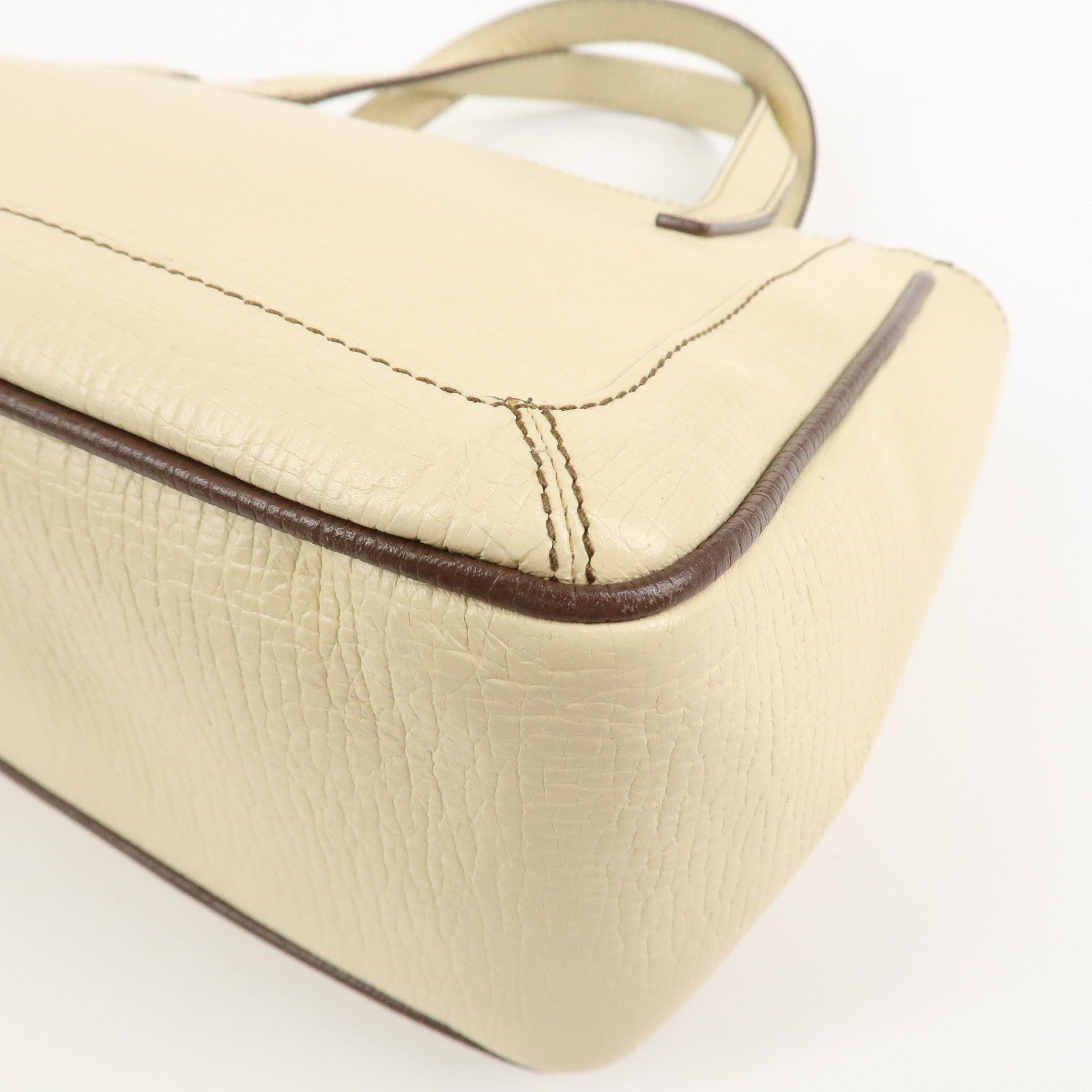 LOEWE Logo Leather Hand Bag Ivory