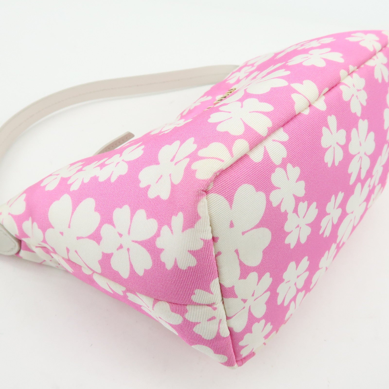 MIU MIU Spirit Canvas Leather Mini Hand Bag Pink White 5NE841