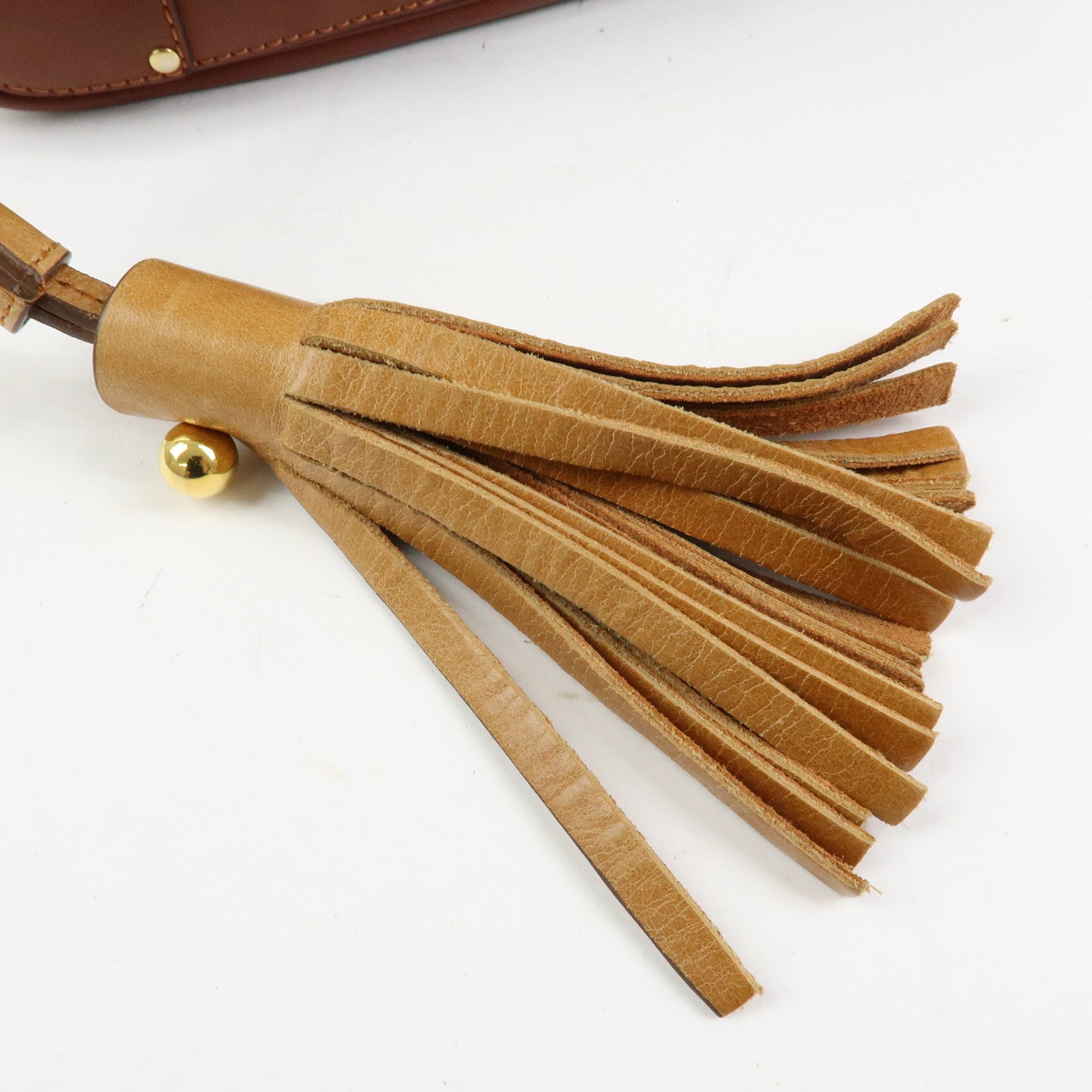 Chloe Eden Leather Tote Bag Shoulder Bag Tassel Charm Brown