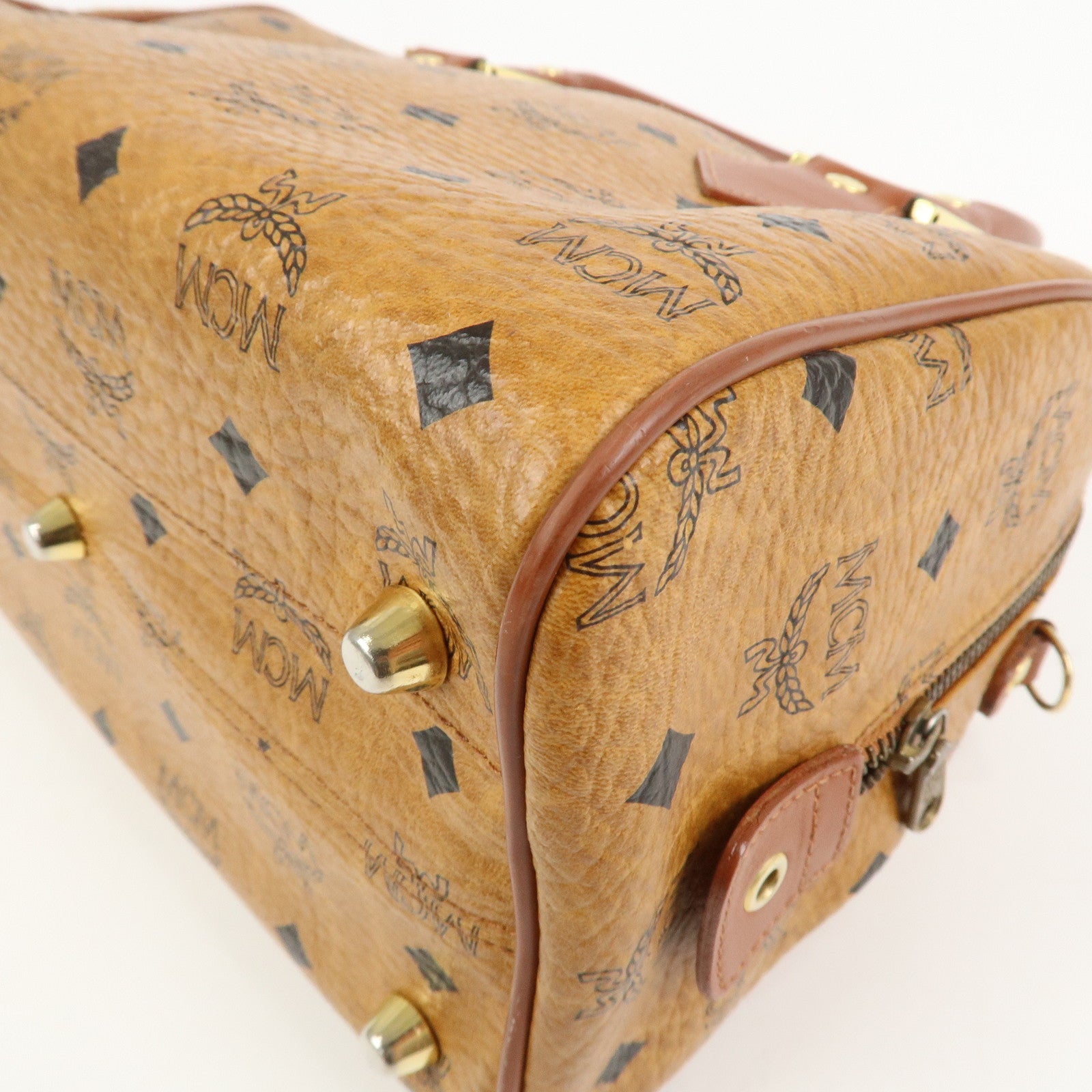 MCM Visetos Leather 2WAY Bag Hand Bag Shoulder Bag Brown