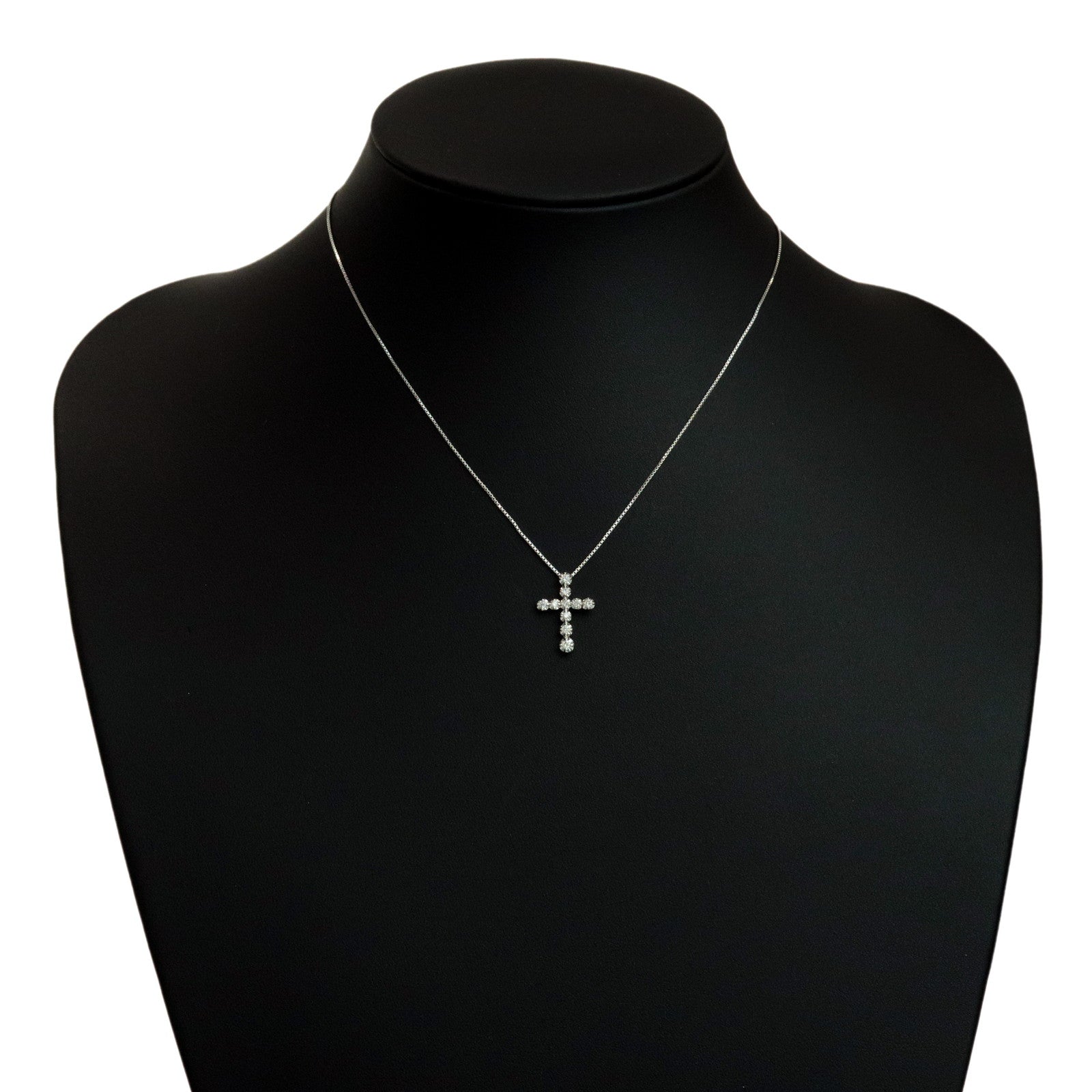 VENDOME AOYAMA Cross 10P Diamond Necklace 750WG 0.20ct White Gold