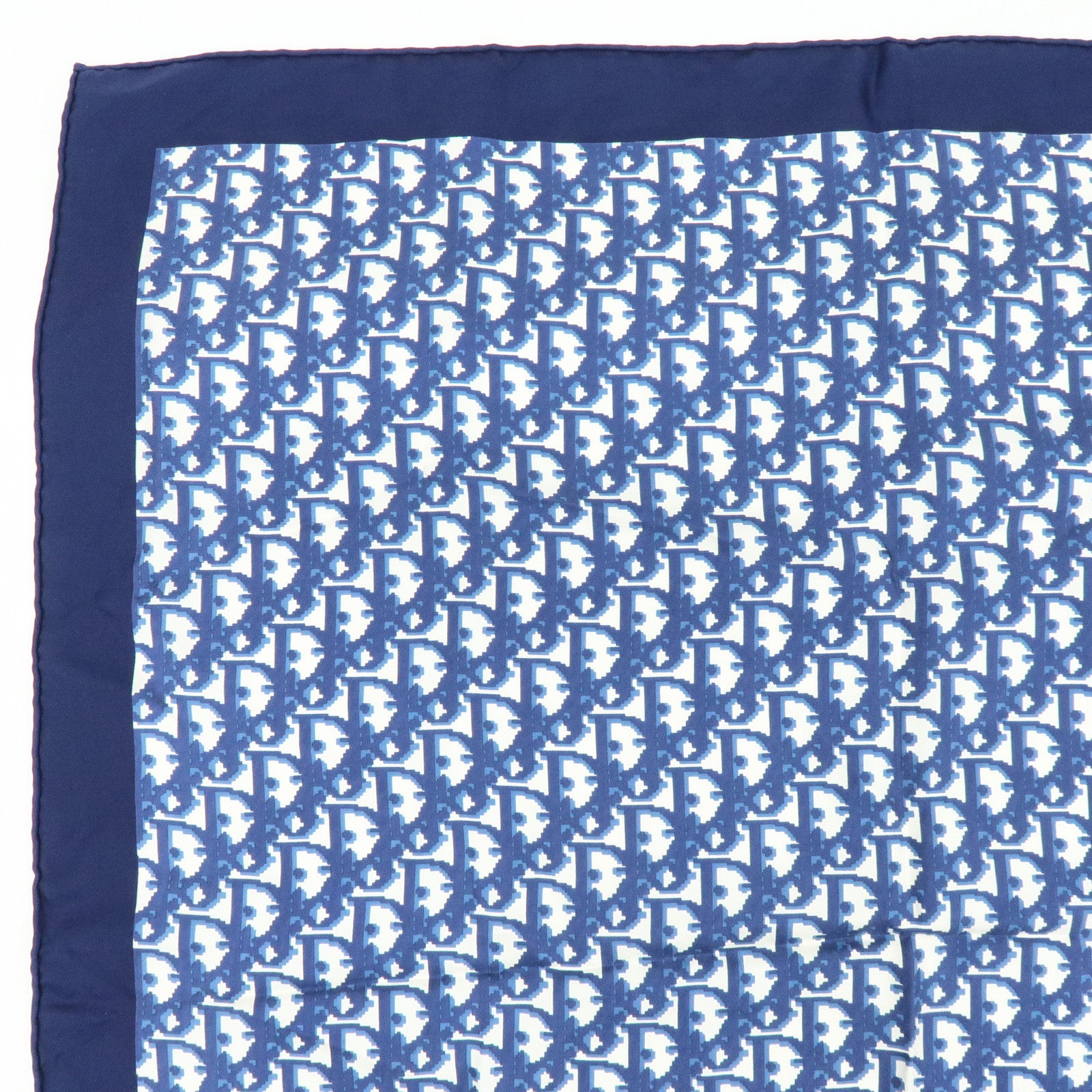 Christian Dior Logo Silk 100% Scarf Navy White