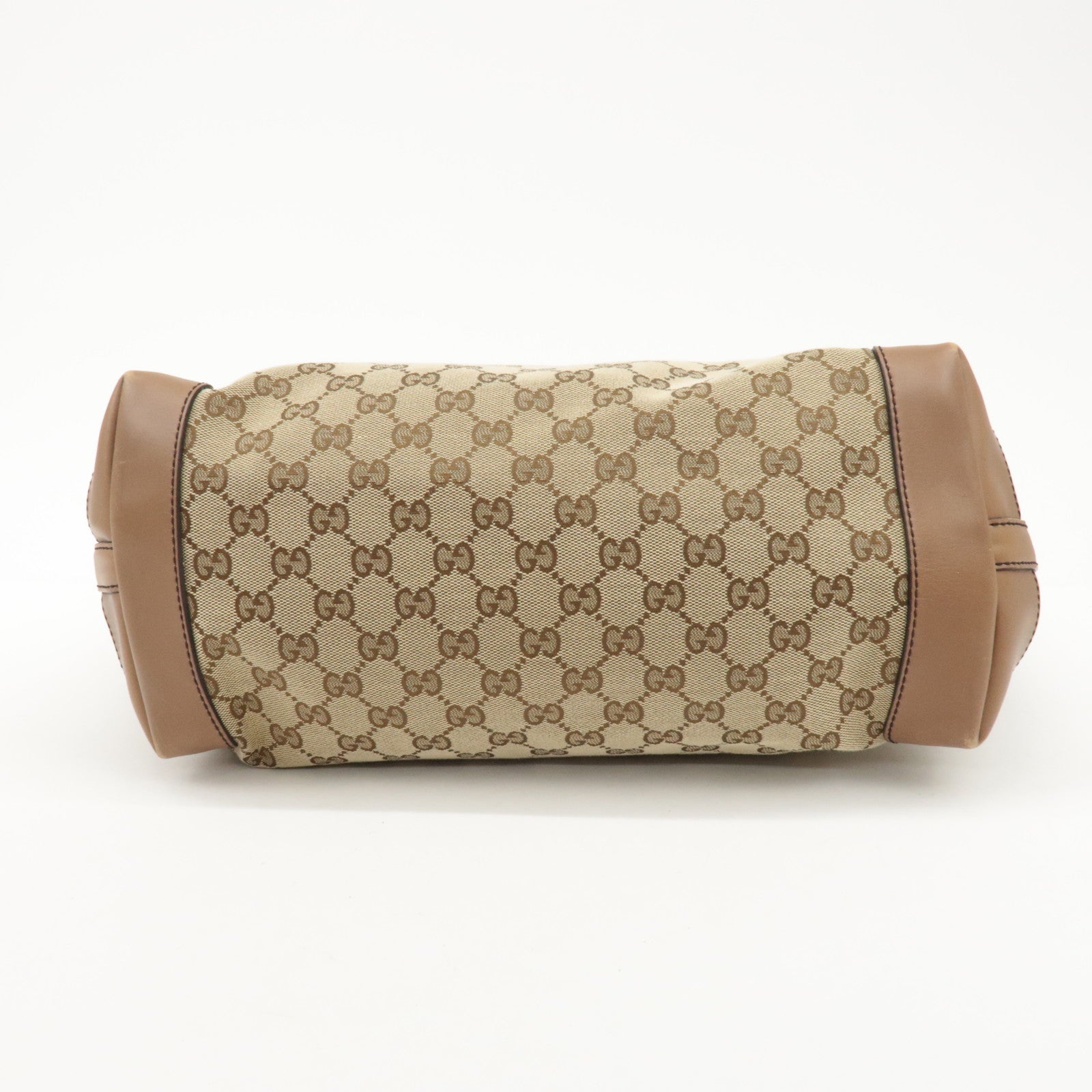 GUCCI GG Canvas Leather Tote Bag Beige Brown 247209 Used